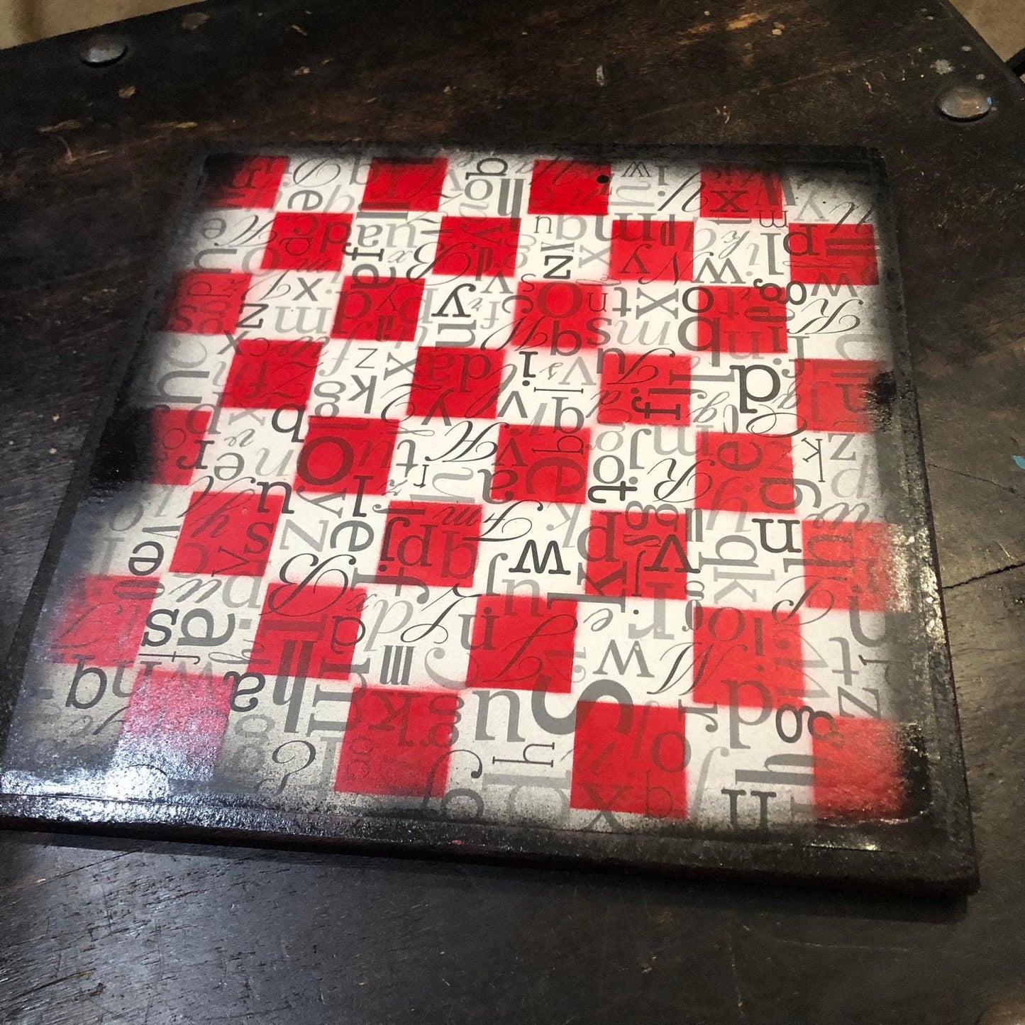 Scrapbook Chess Set - Red Letters