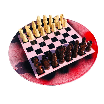 Vinyl Chess Set - Pink and Red Mist