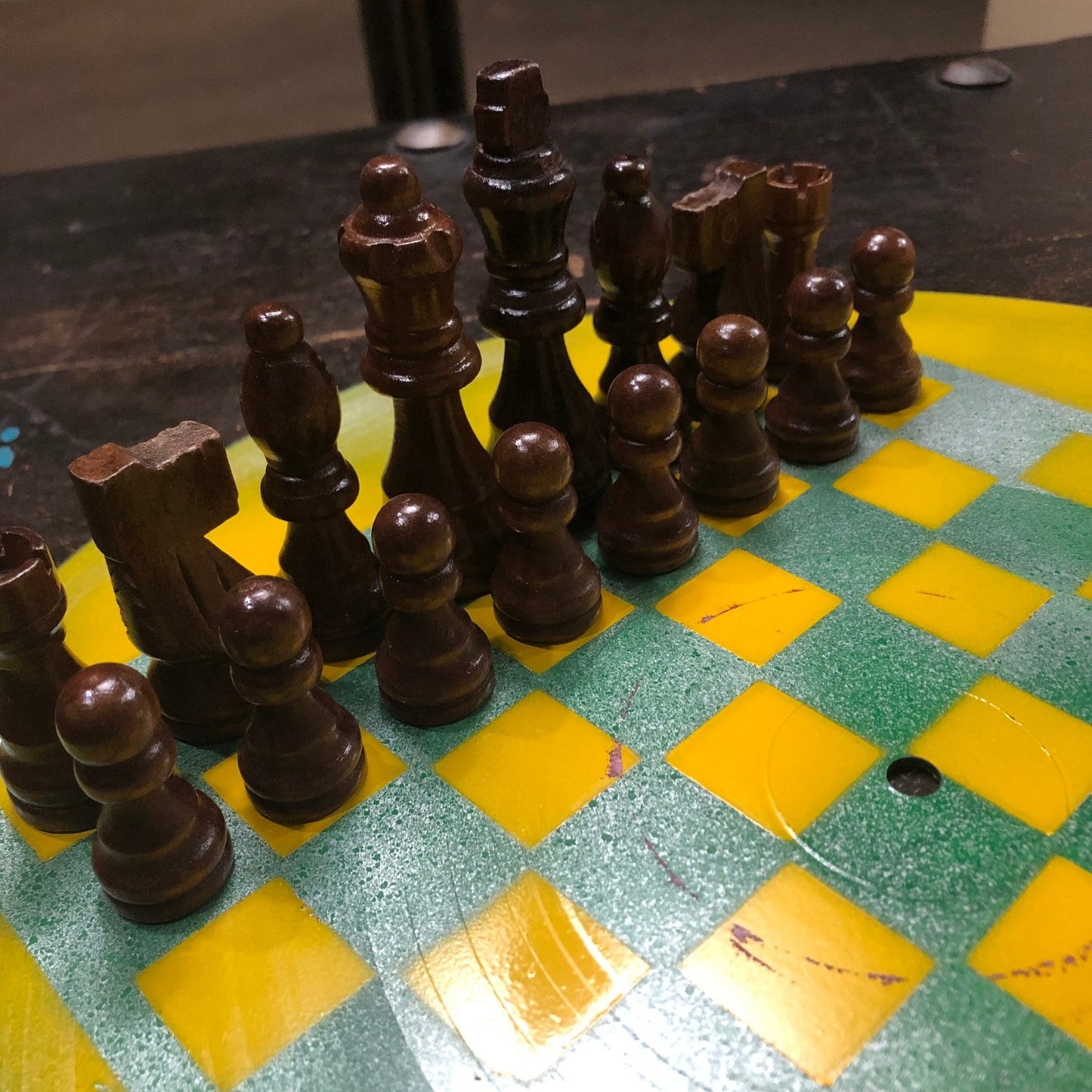 Vinyl Chess Set - Green & Yellow