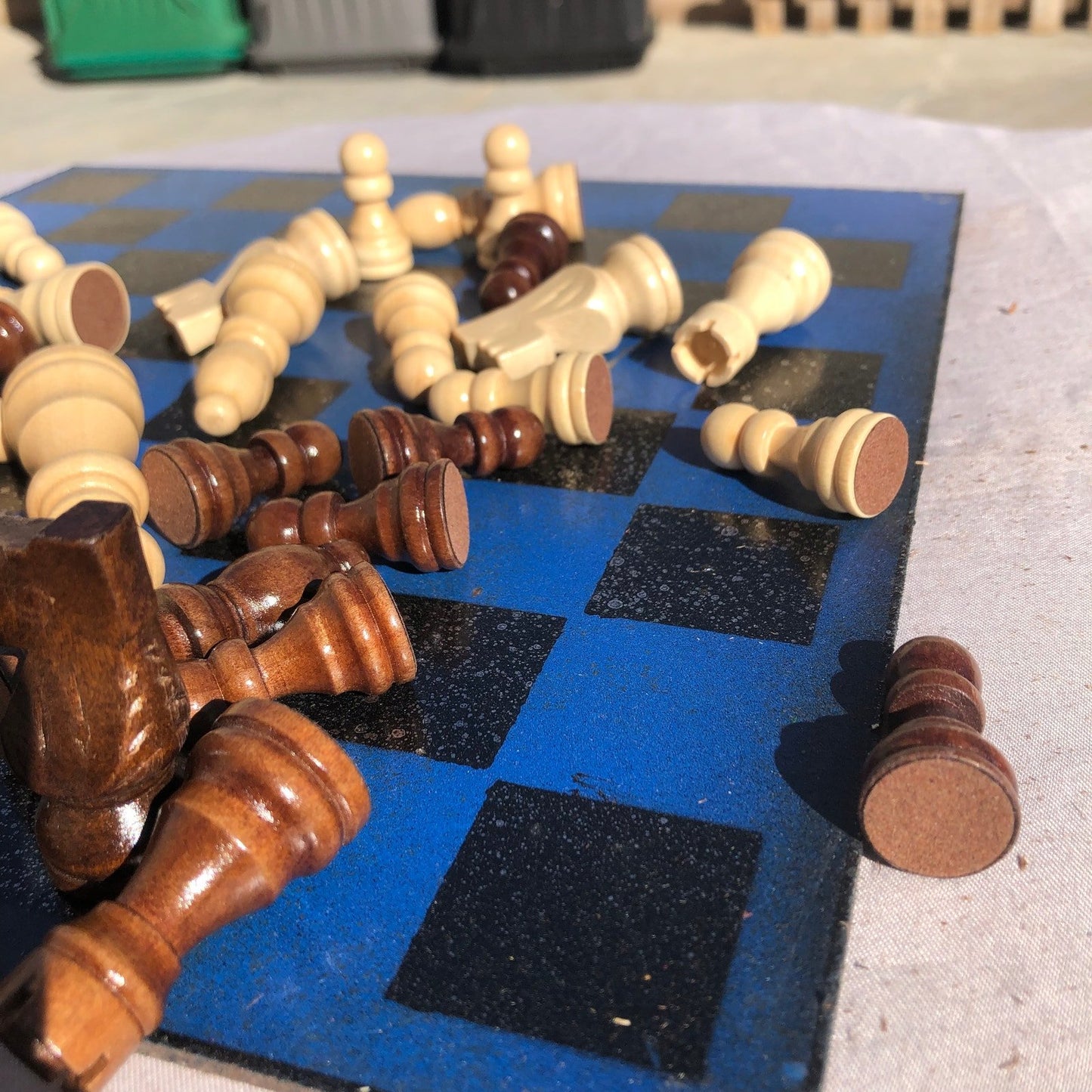 Chess Set - Silver Speckled Blue