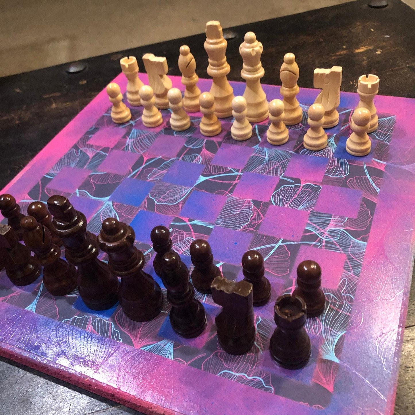 Scrapbook Chess Set - Vibrant Purple Flow