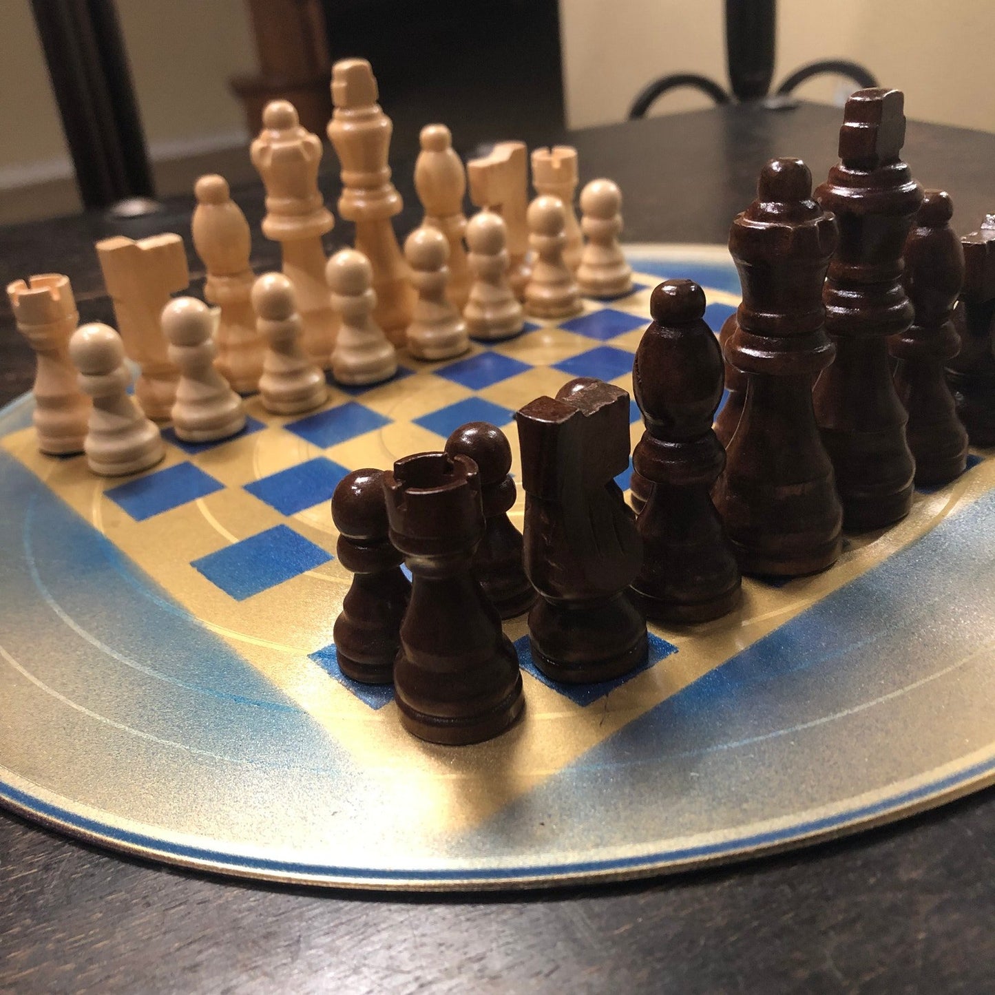 Vinyl Chess Set - Blue & Gold