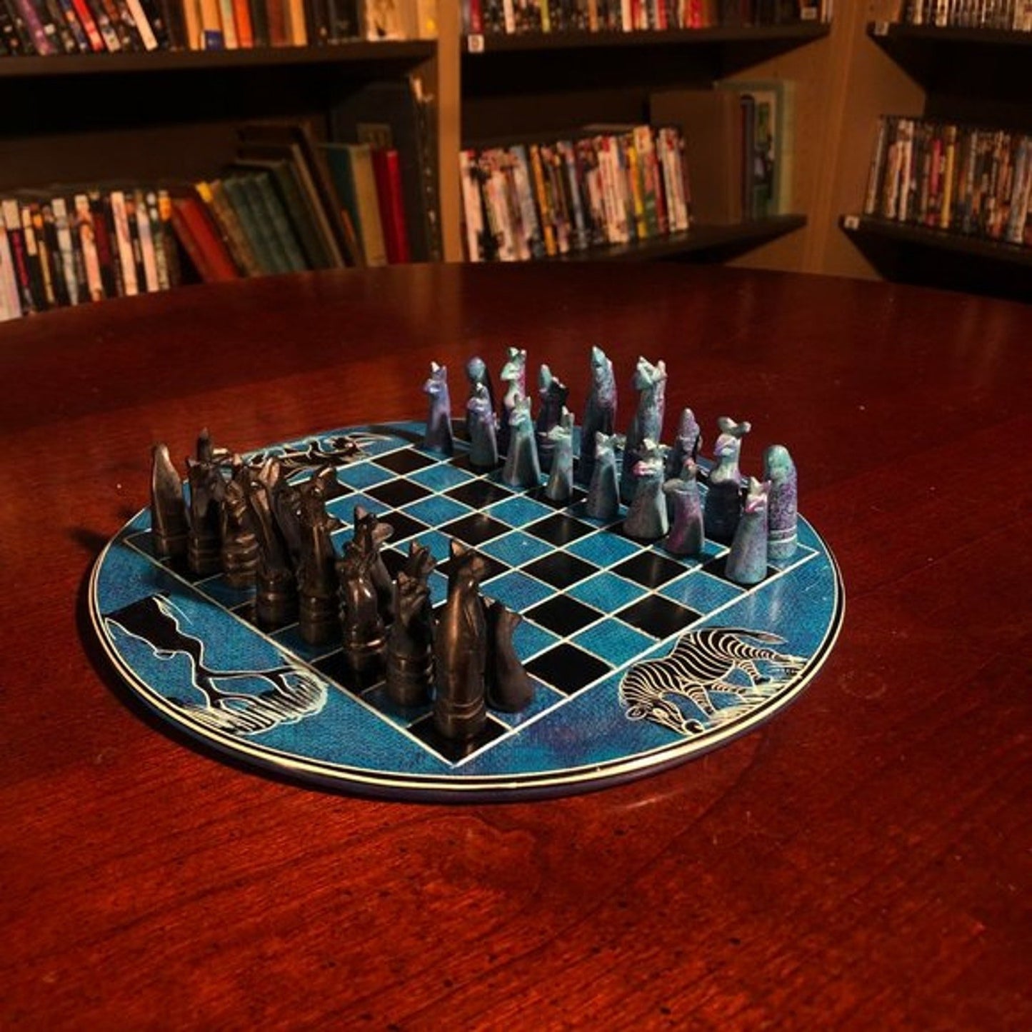 African Vintage Chess Set - Blue Rhino Chess Board