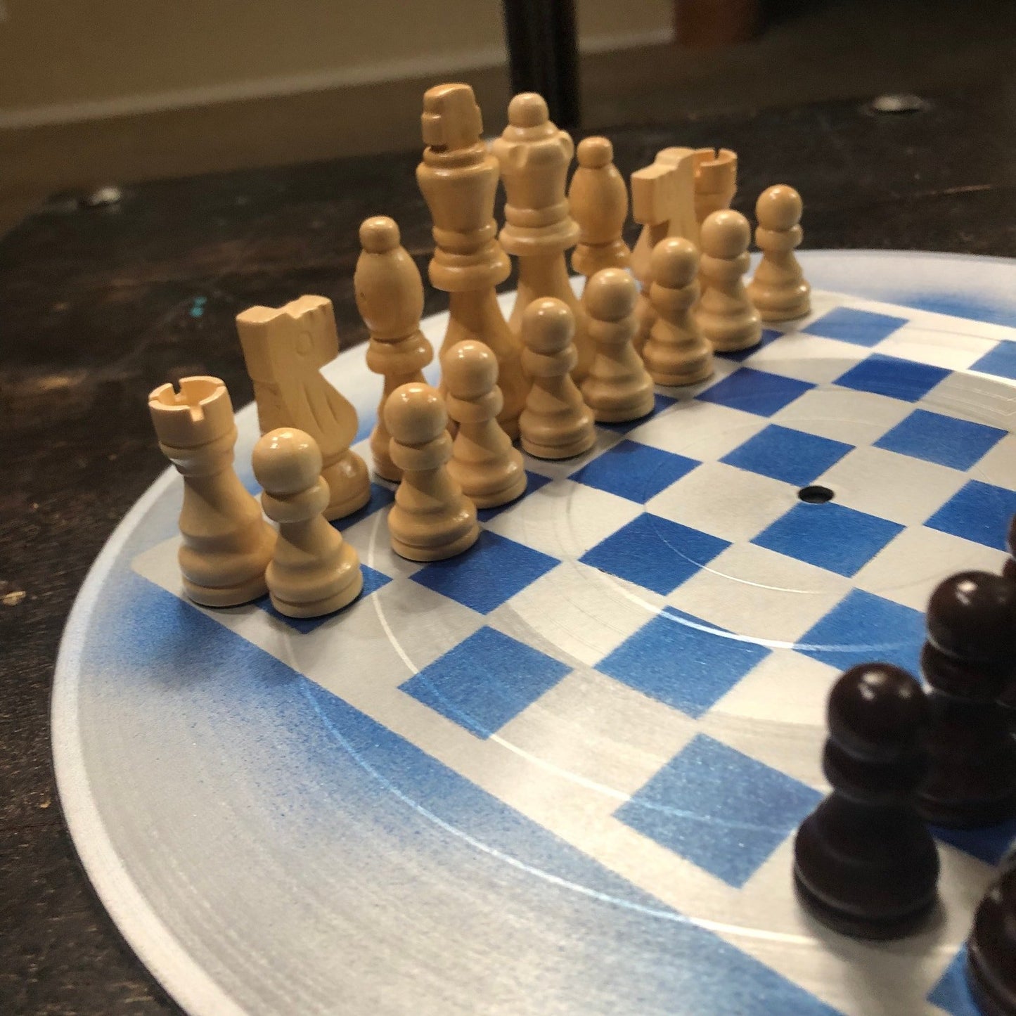 Vinyl Chess Set - Blue & Silver