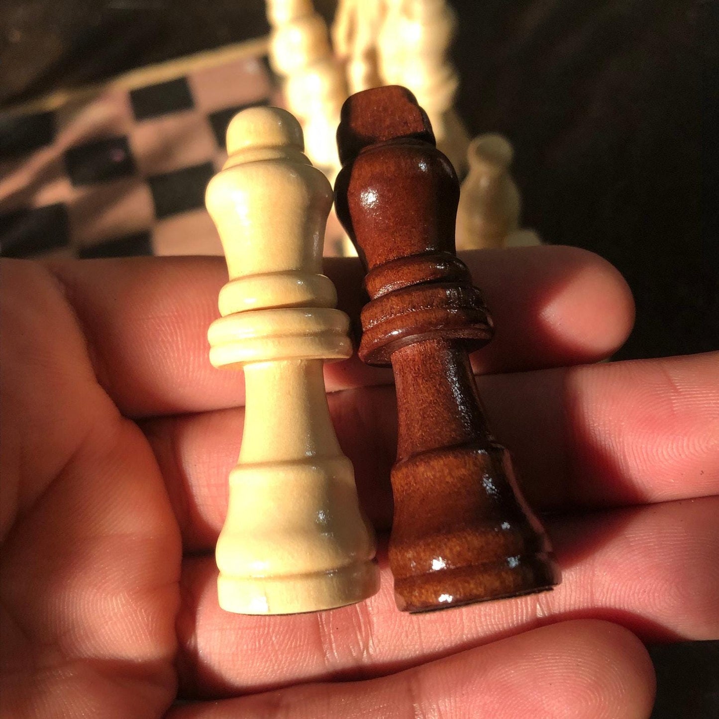 Scrapbook Chess Set - Brown Wood