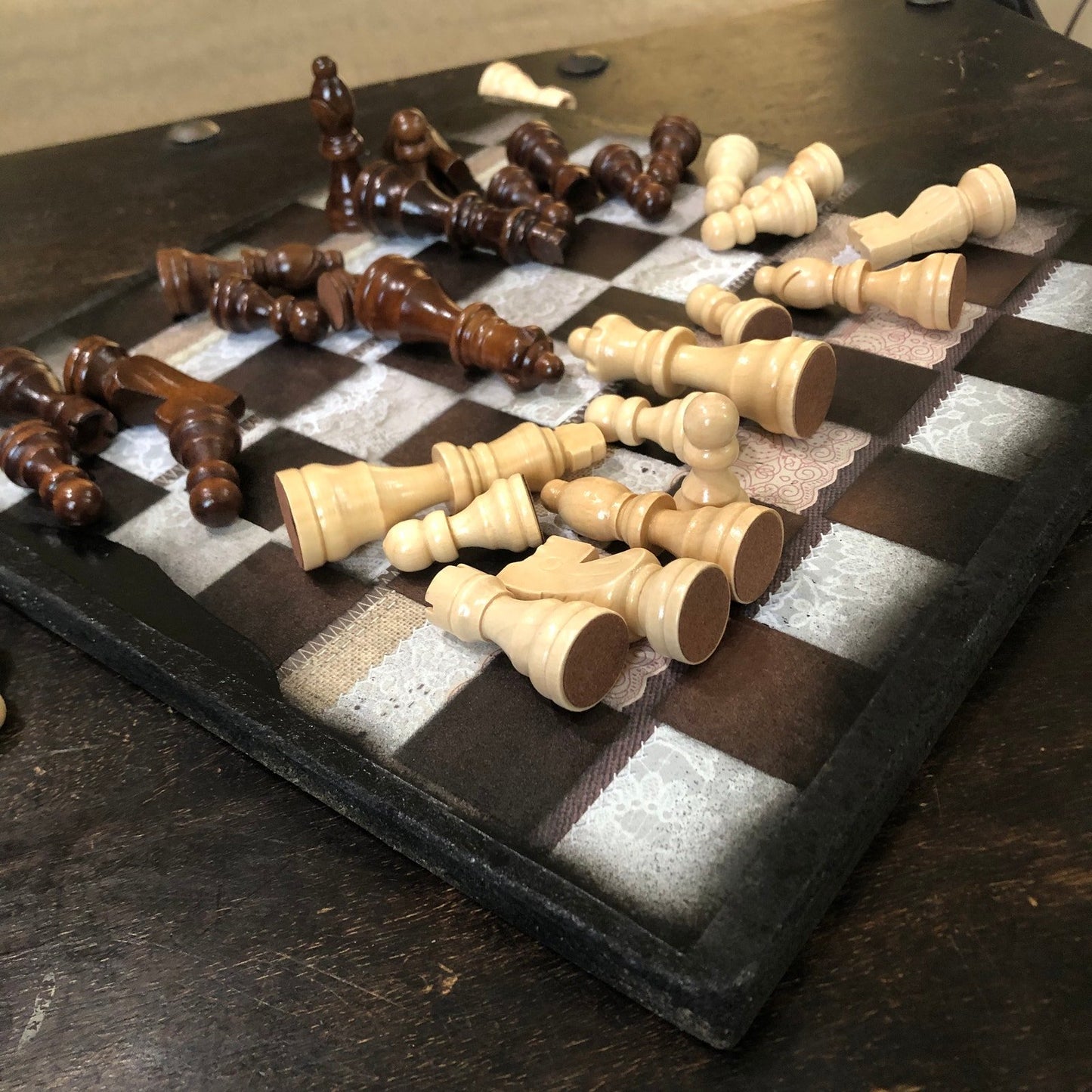 Scrapbook Chess Set - Vintage Rust Brown