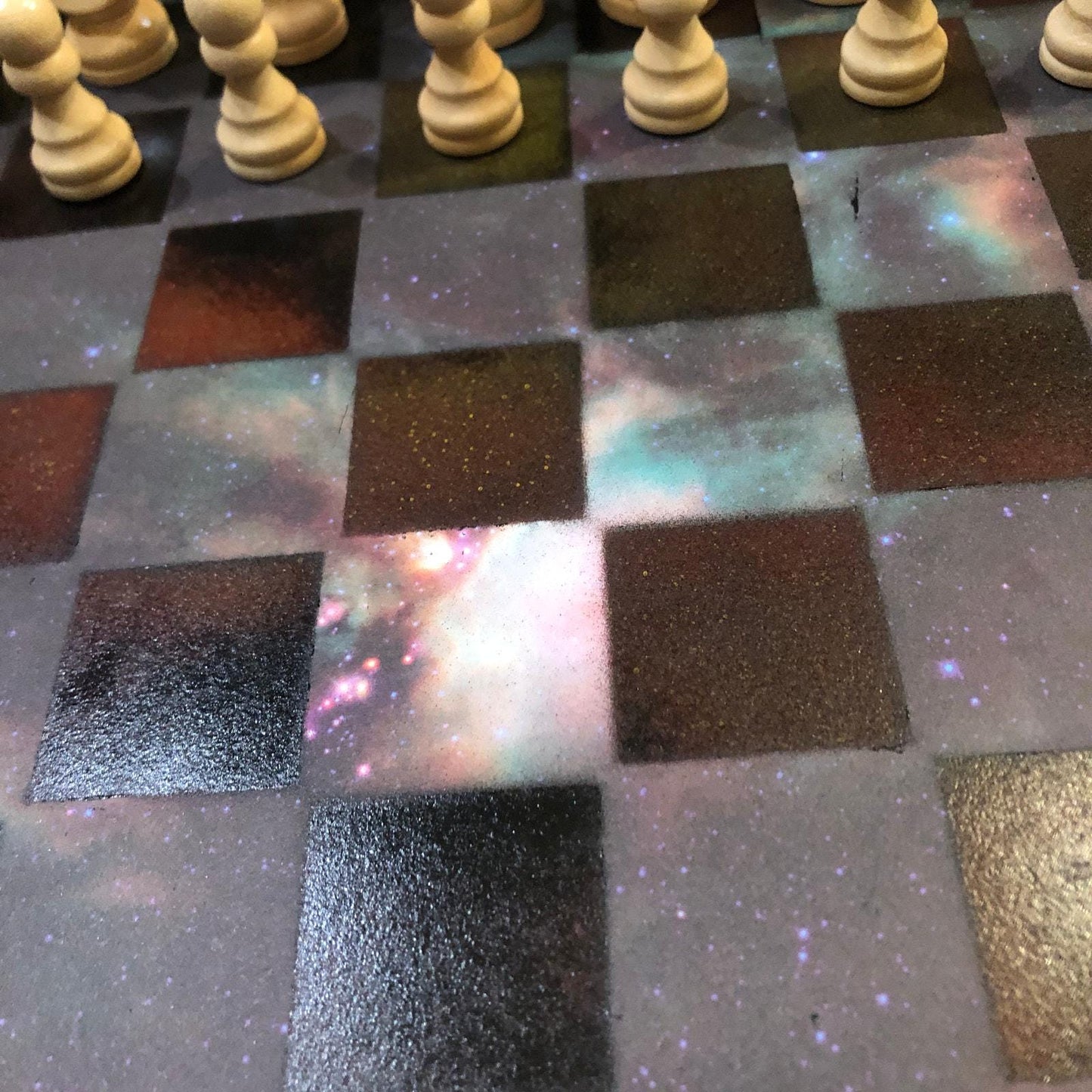 Scrapbook Chess Set - Red Tint Galaxy