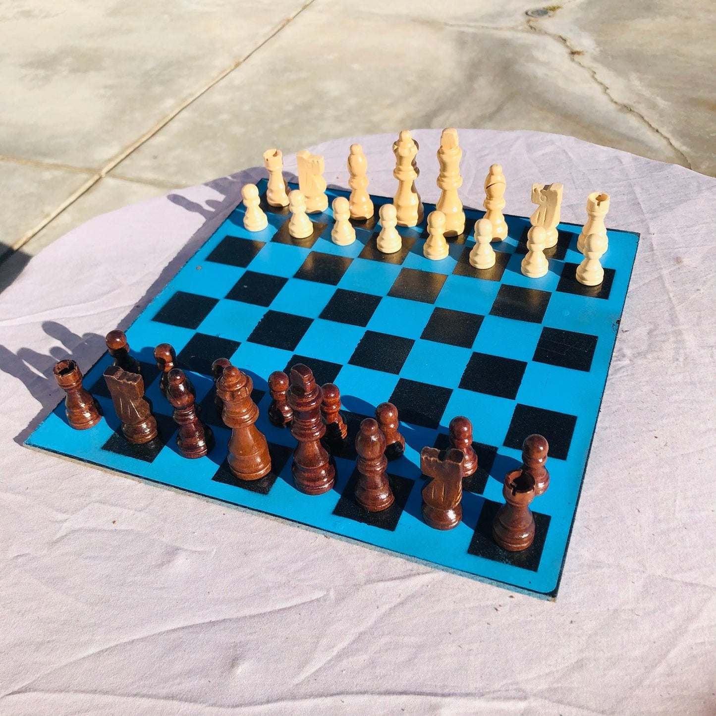 Chess Set - Sky Blue Gold