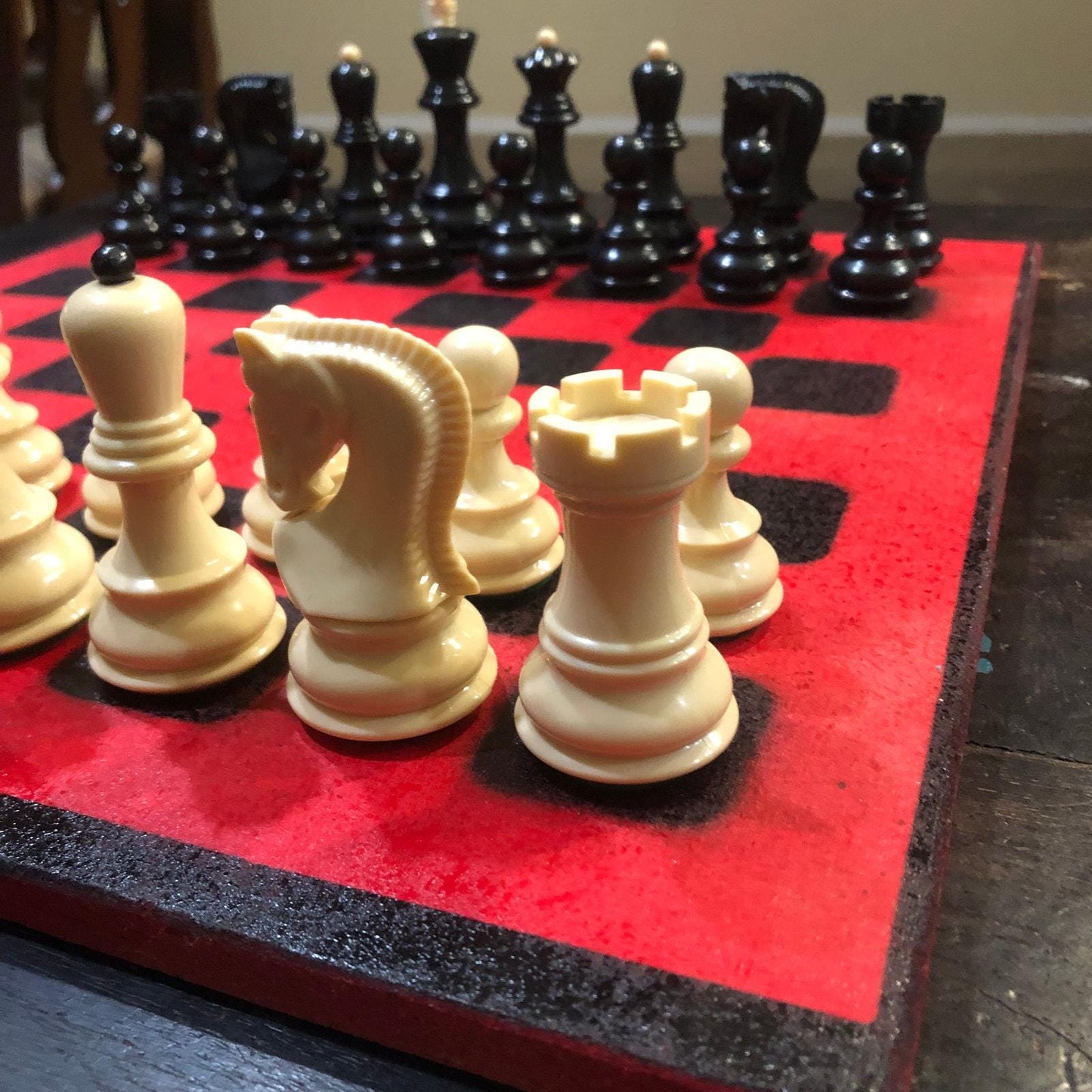 Large Chess Set - Red & Black