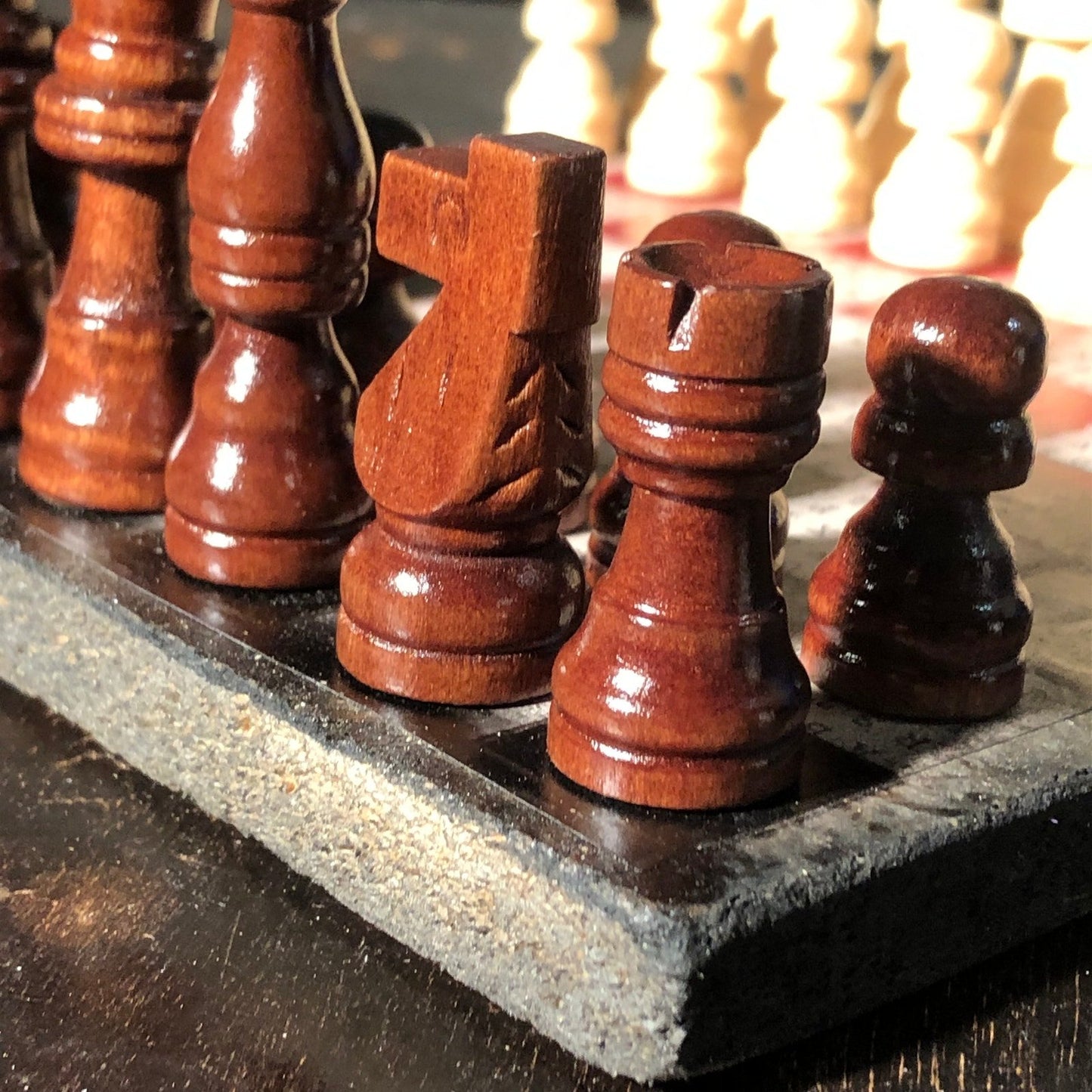 Scrapbook Chess Set - Red & Black Lettered Patterned