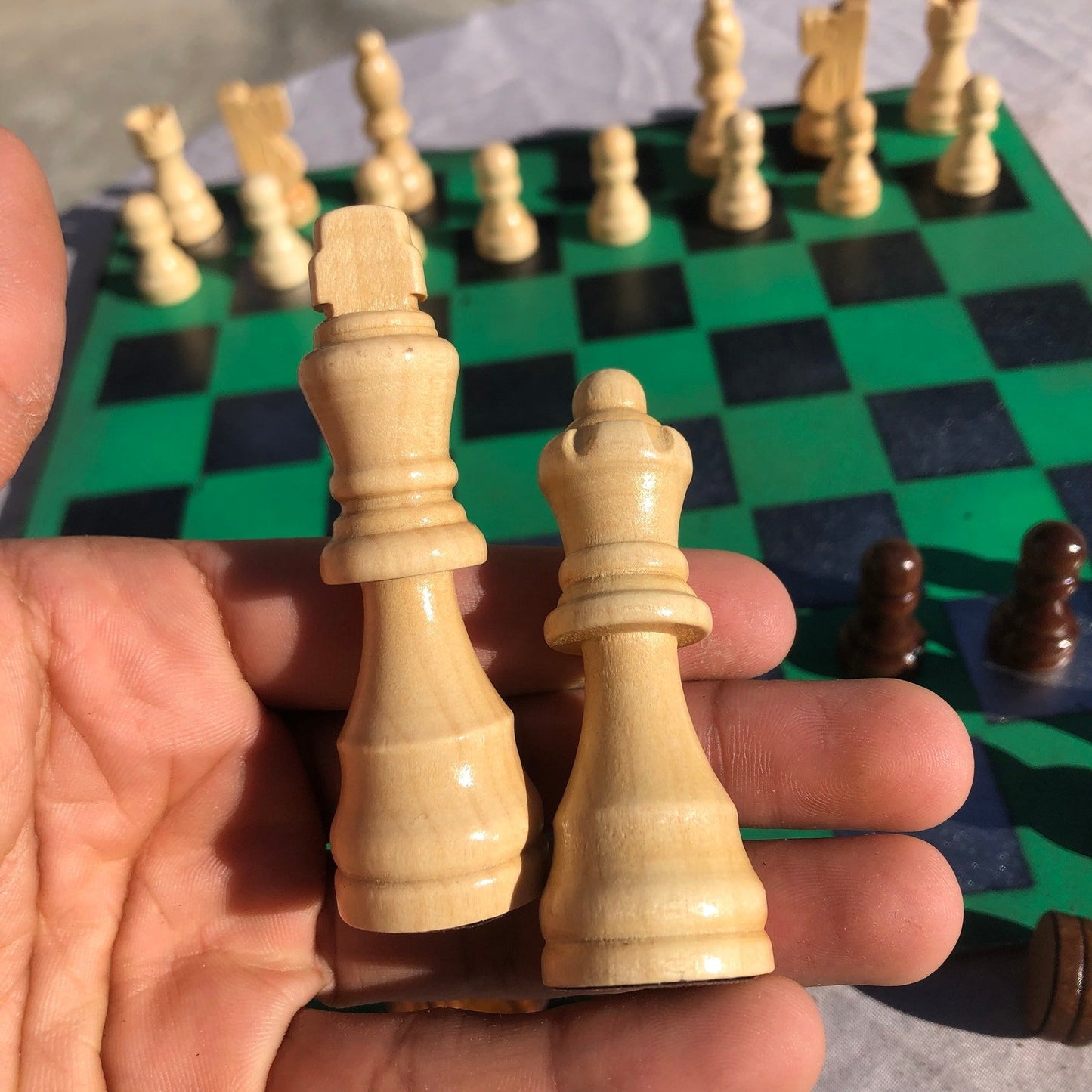 Chess Set - Green Silver