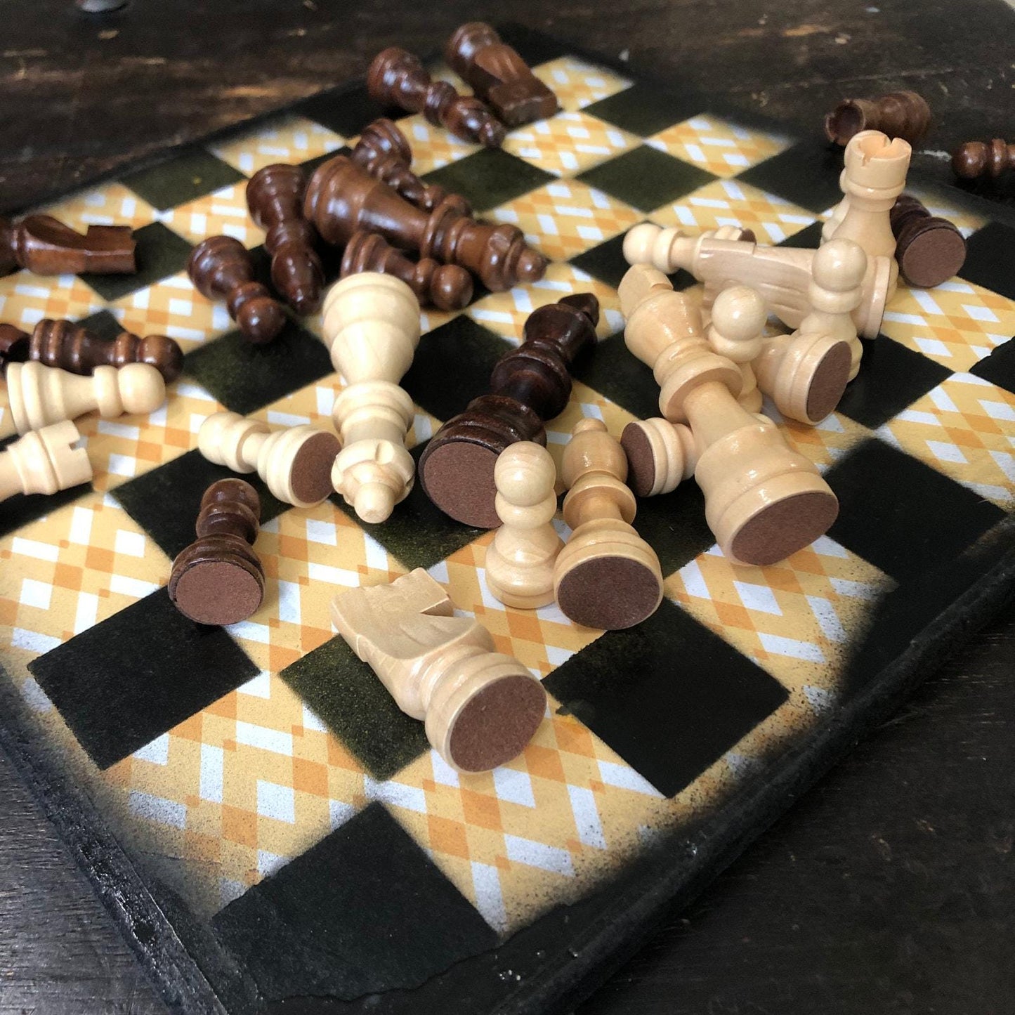 Scrapbook Chess Set - Vintage Yellow