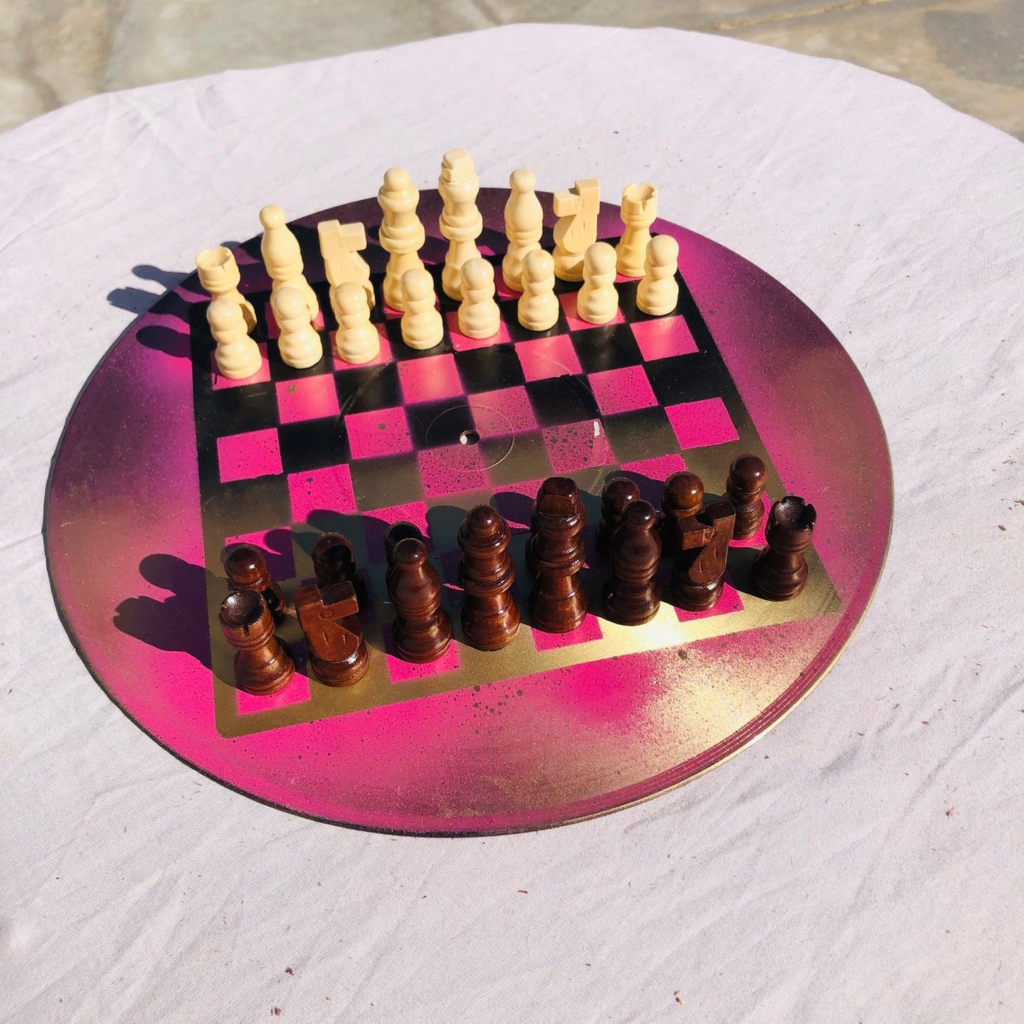 Vinyl Chess Set - Golden Pink