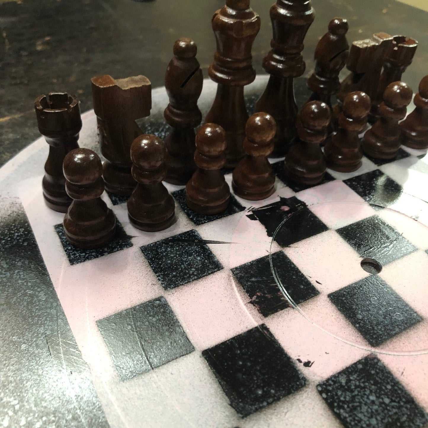 Vinyl Chess Set - Light Pink Black