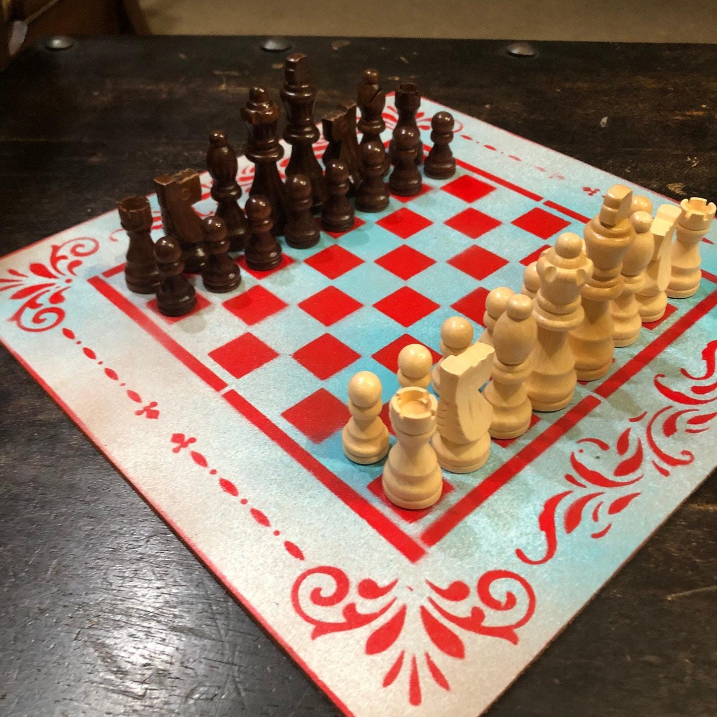 Chess Set - Blue Stained Snow