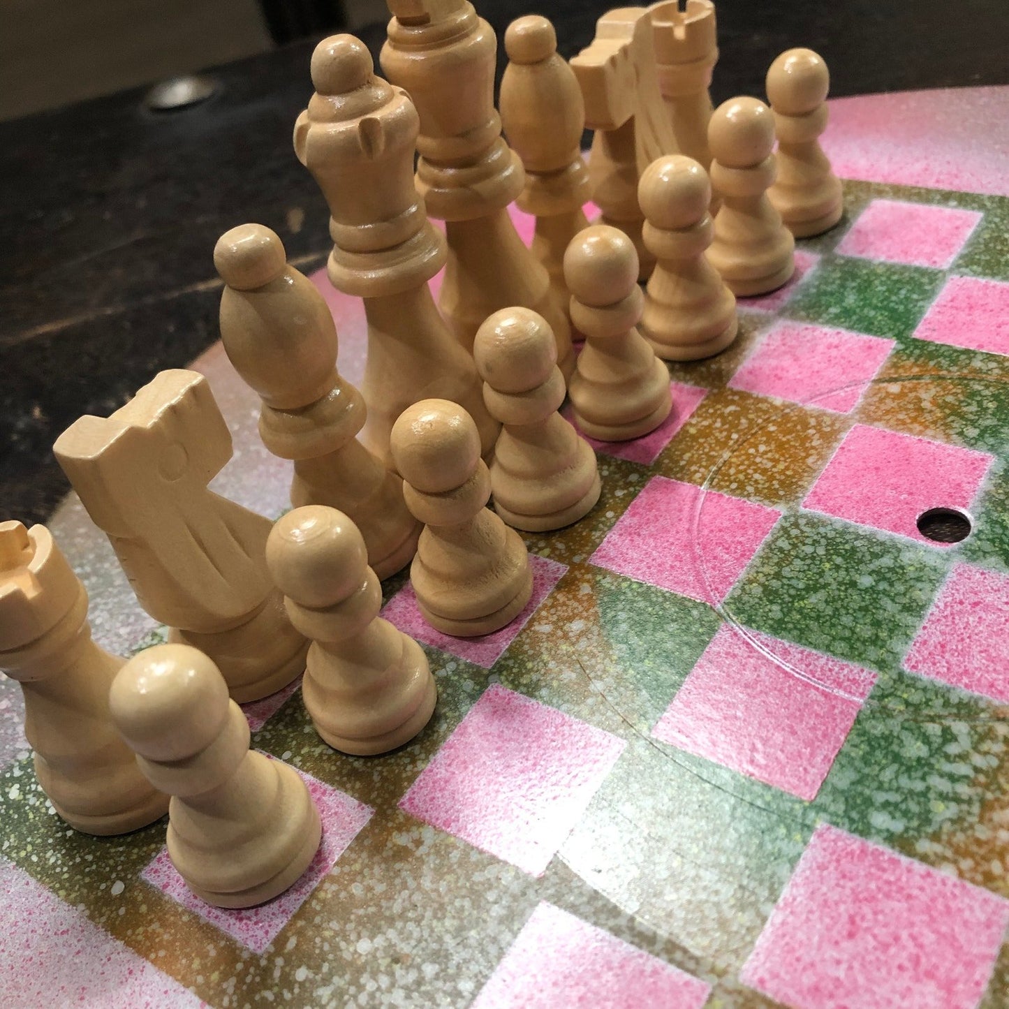 Vinyl Chess Set - Pink Green Mist