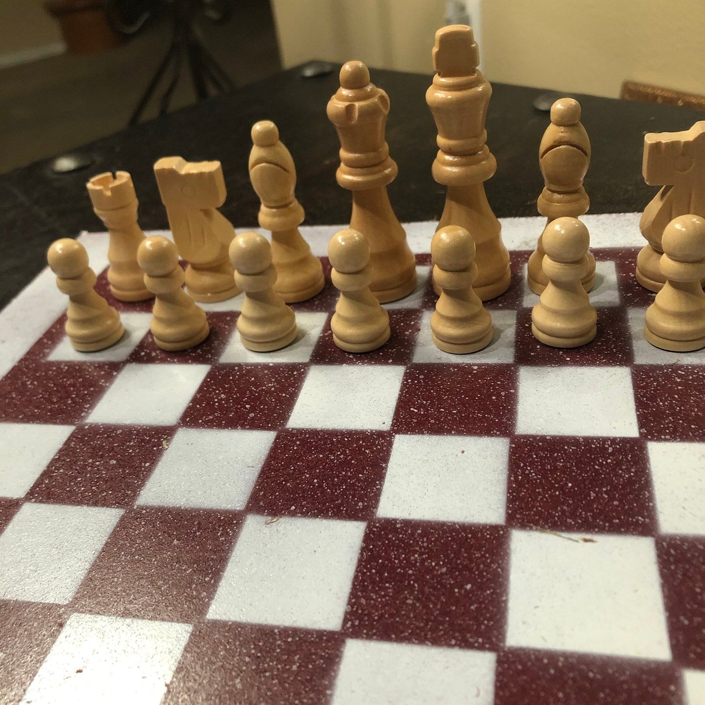 Painted Chess Set - Dark Red