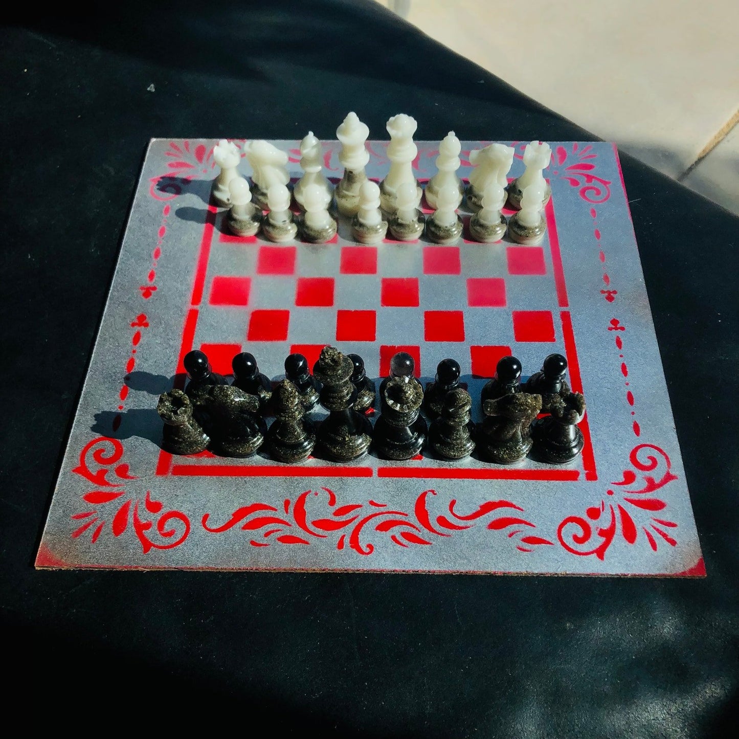 Chess Set - Red Silver