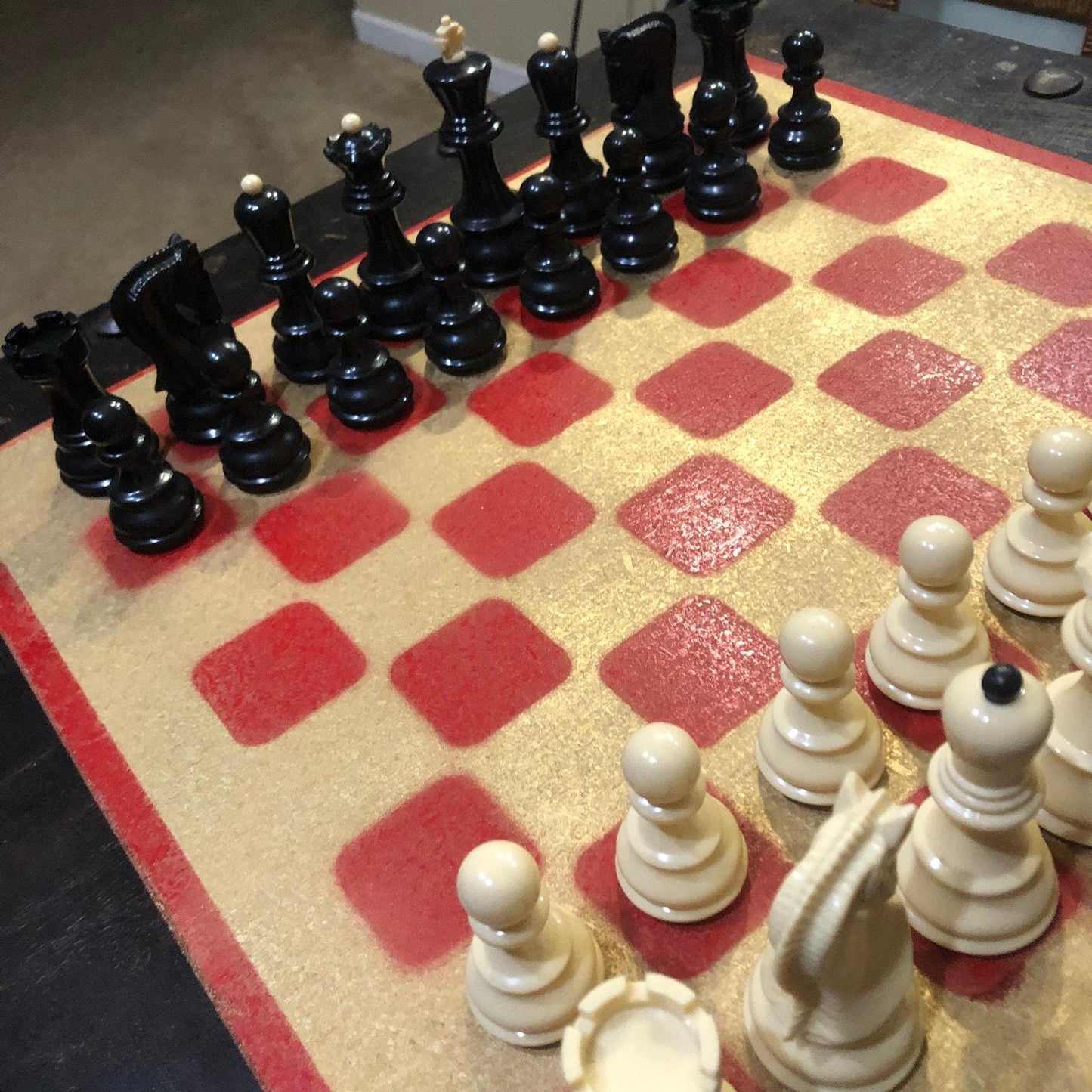 Large Chess Set - Golden Roman Red