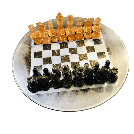 Vinyl Chess Set - Golden Sprinkle (Resin Pieces)