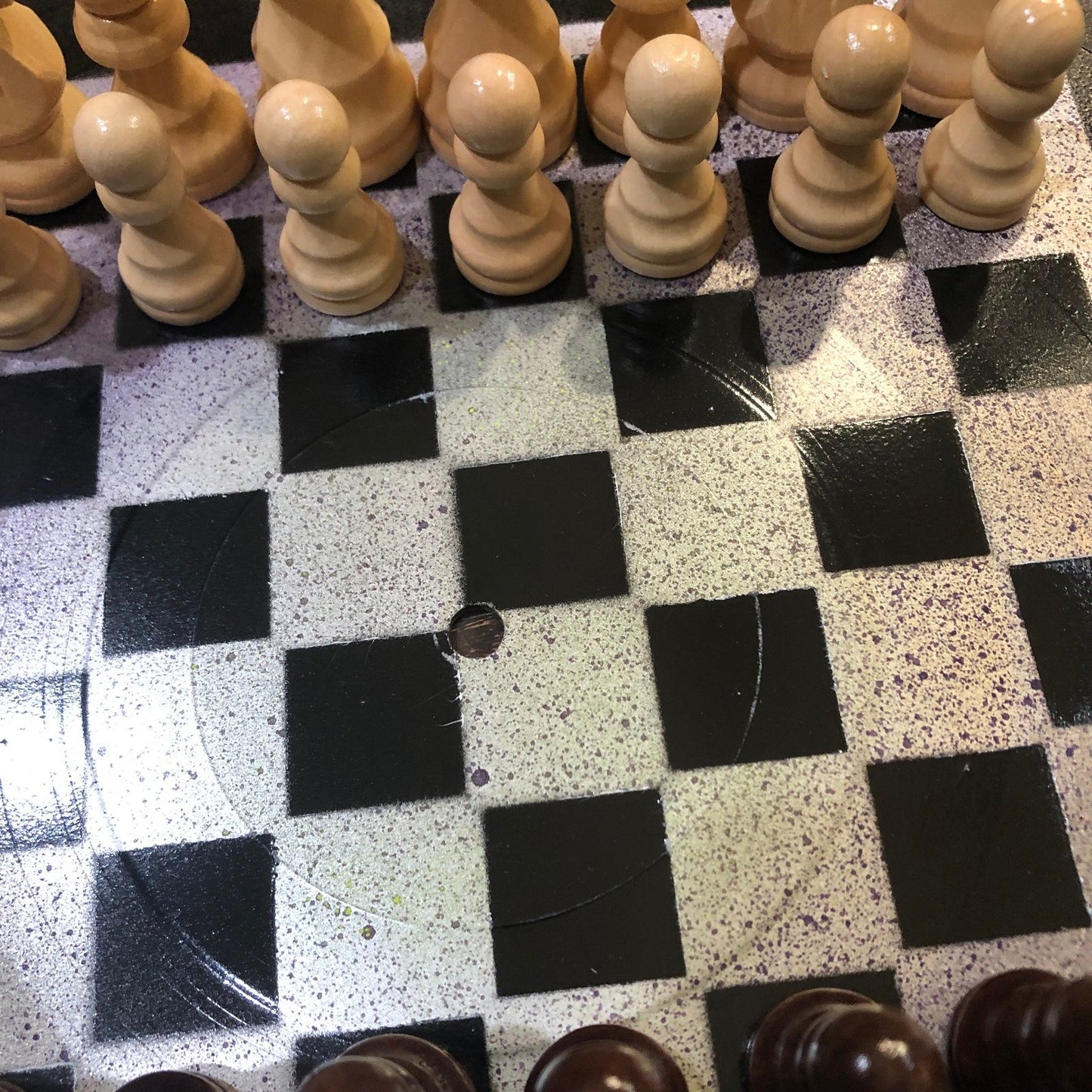 Vinyl Chess Set - Spotted Chrome & Black