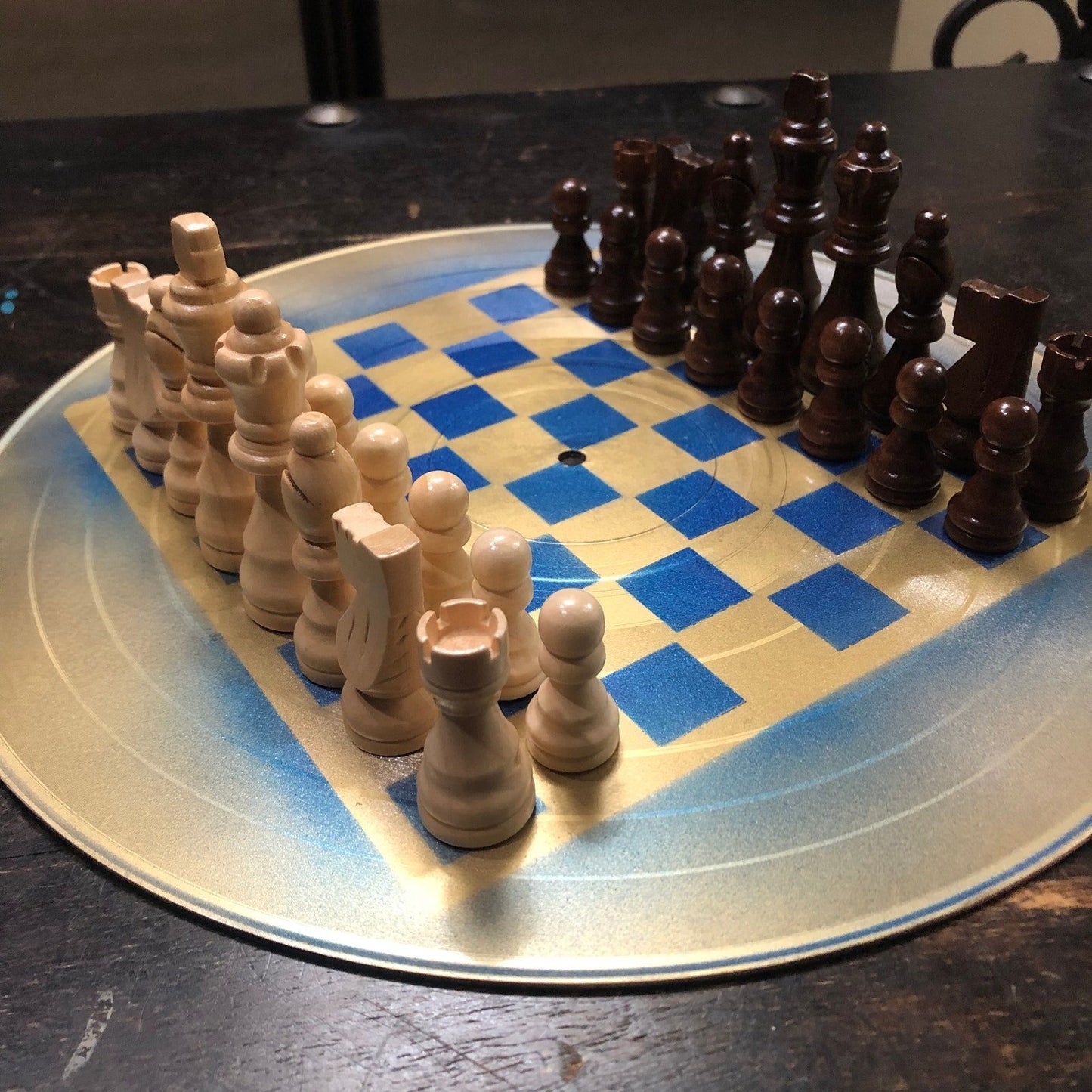 Vinyl Chess Set - Blue & Gold