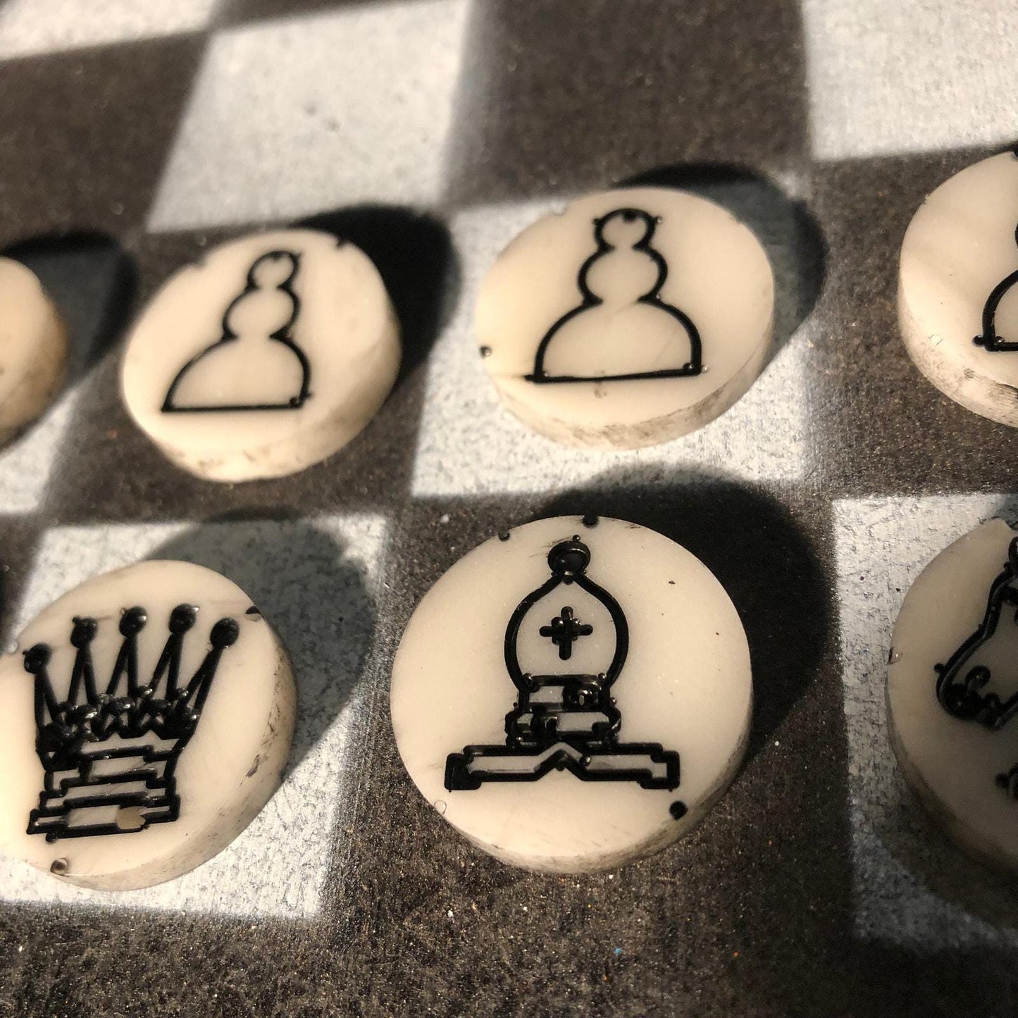 Chess Set - Black White & Blue (Resin Pieces)