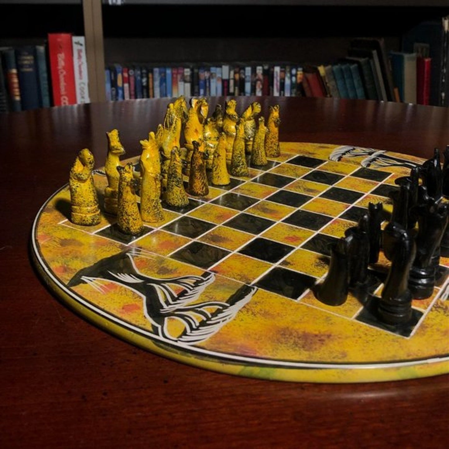 African Vintage Chess Set - Yellow Chess Board