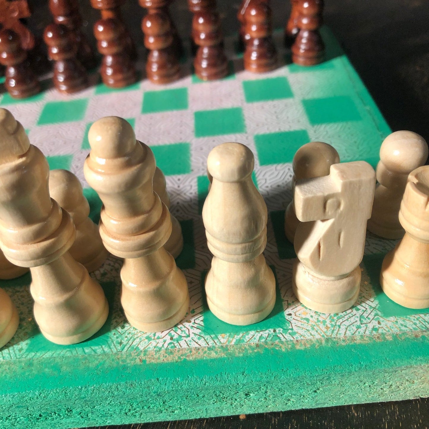 Scrapbook Chess Set - Green Neon