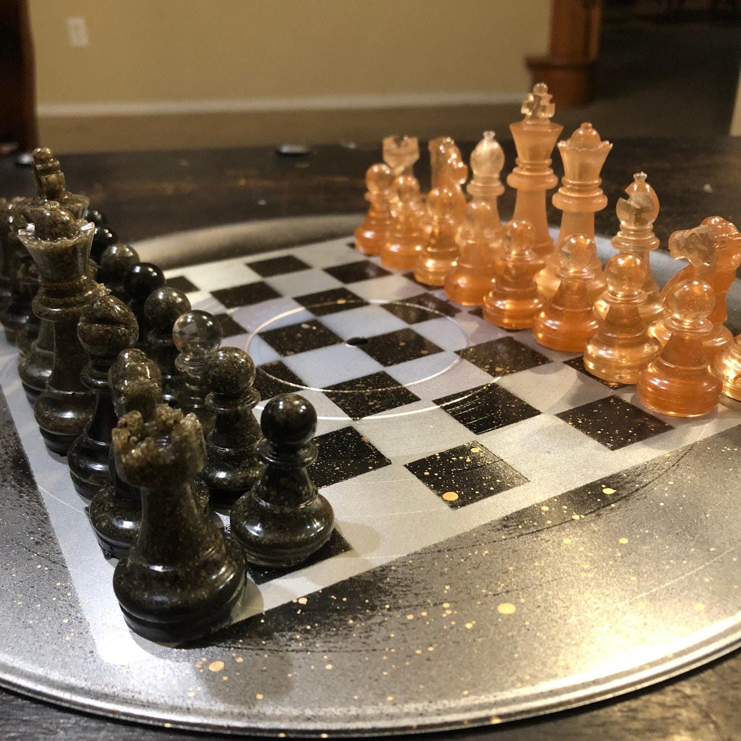 Vinyl Chess Set - Golden Sprinkle (Resin Pieces)