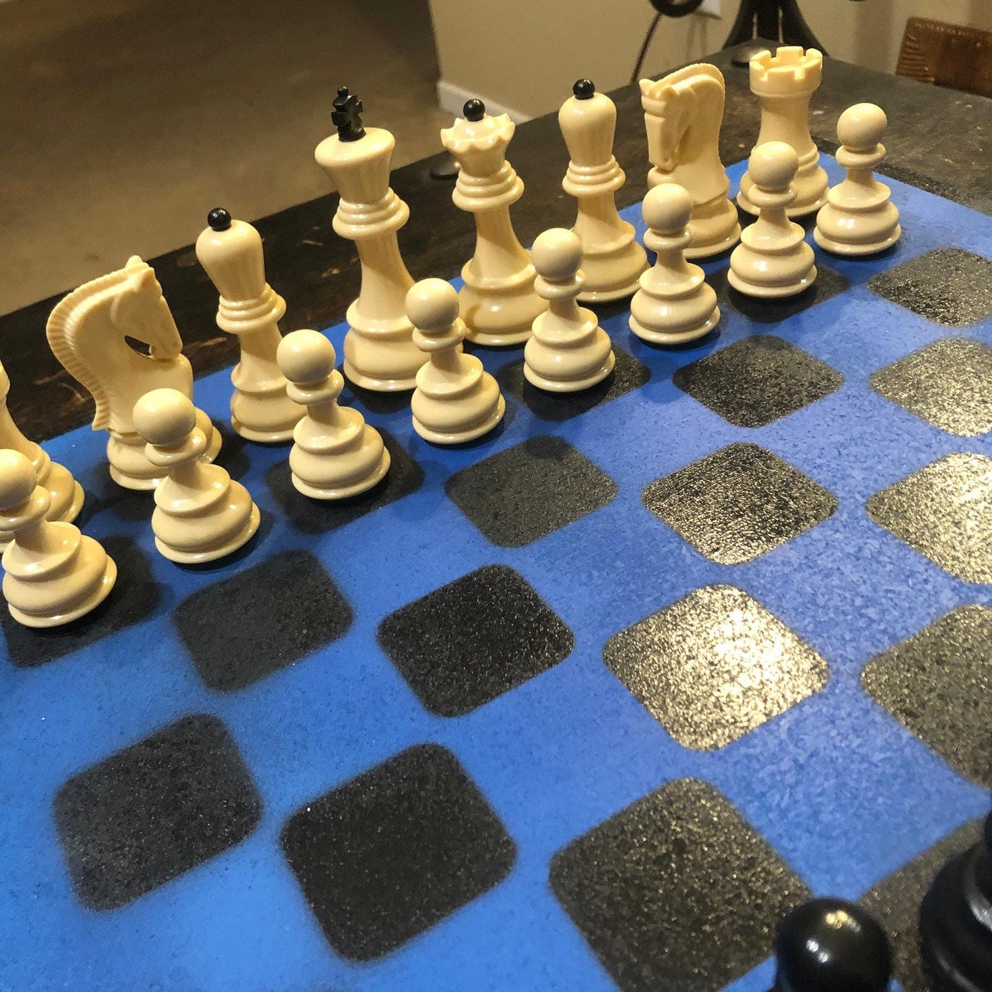 Large Chess Set - Deep Blue & Black