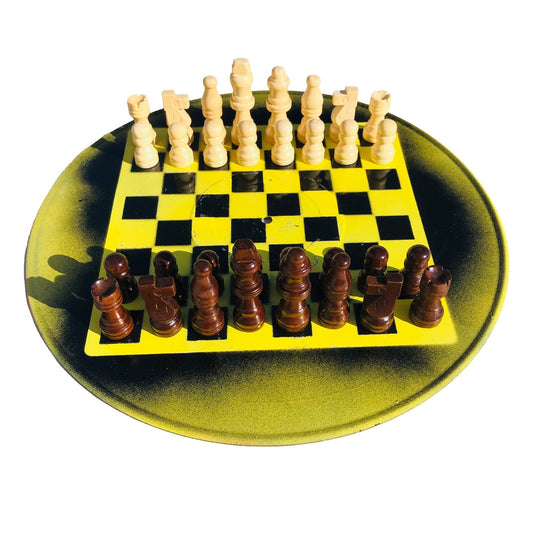 Vinyl Chess Set - Yellow Black Powder