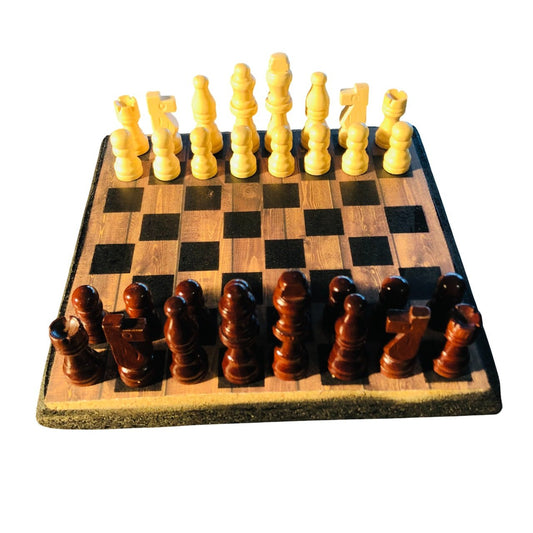 Scrapbook Chess Set - Brown Wood