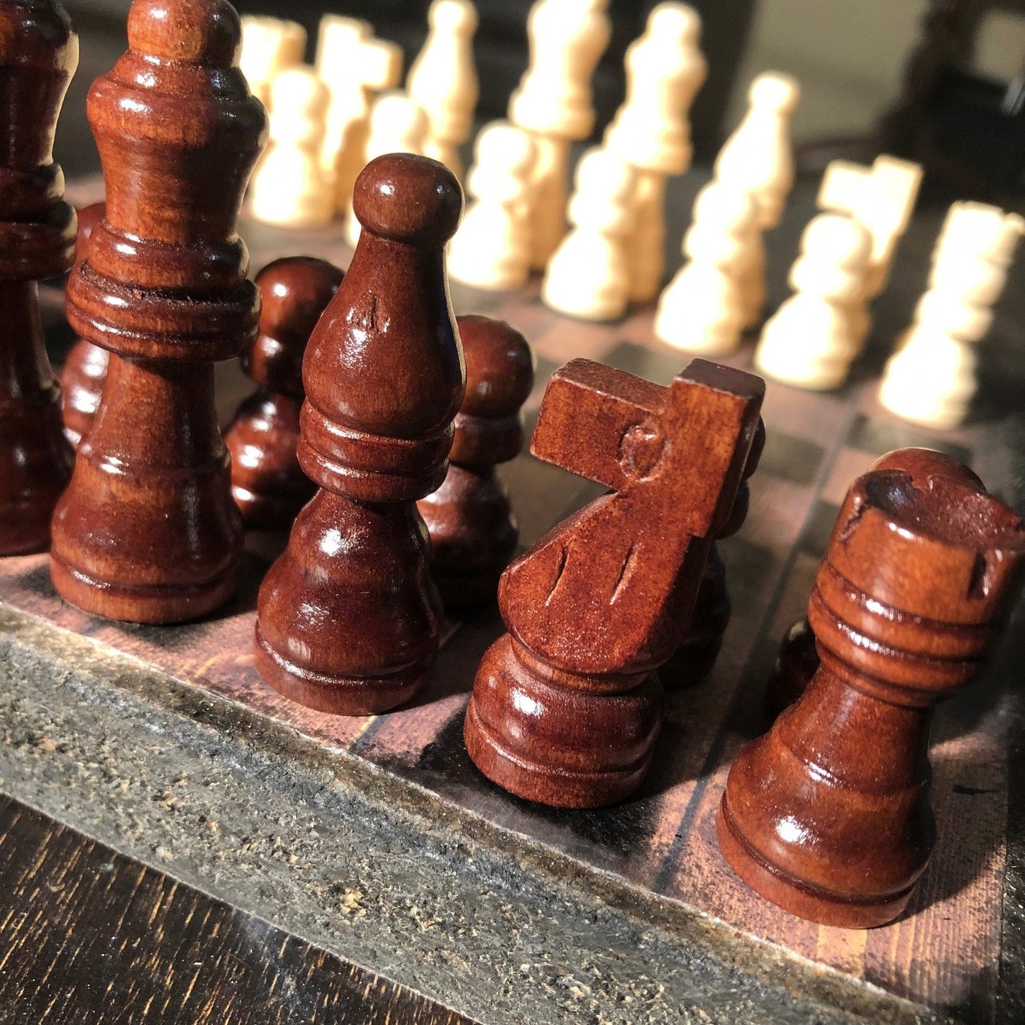 Scrapbook Chess Set - Simplistic Wood