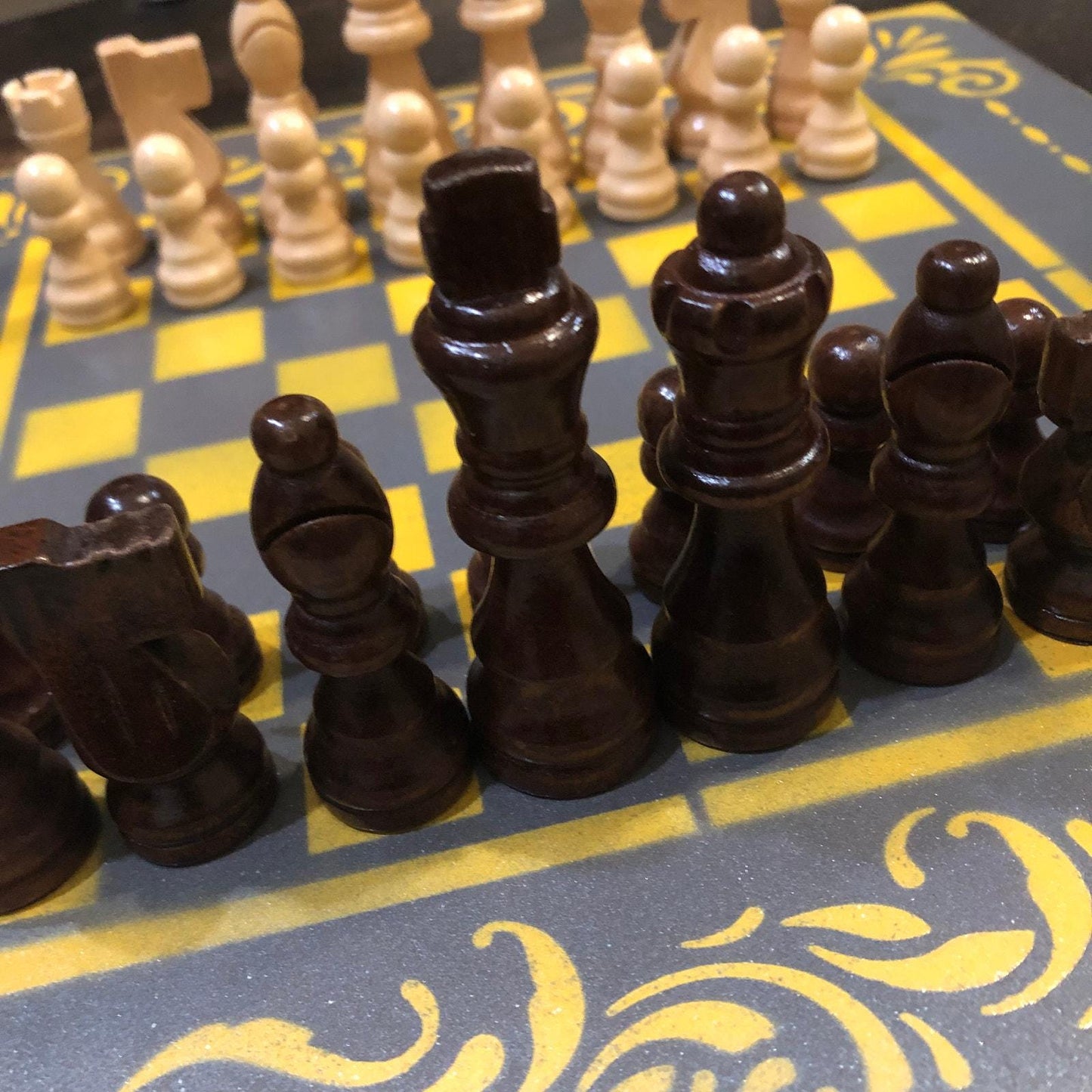 Chess Set - Gray & Yellow