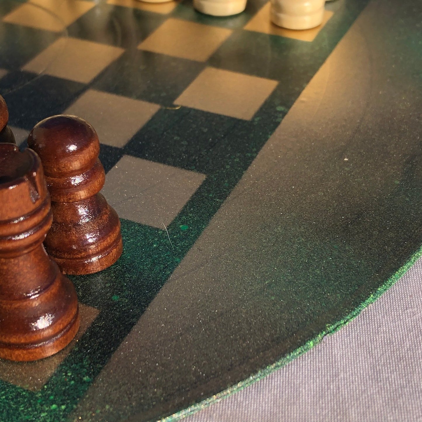 Vinyl Chess Set - Golden Deep Green