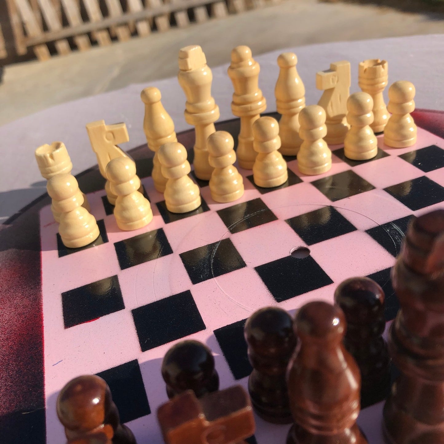 Vinyl Chess Set - Pink and Red Mist