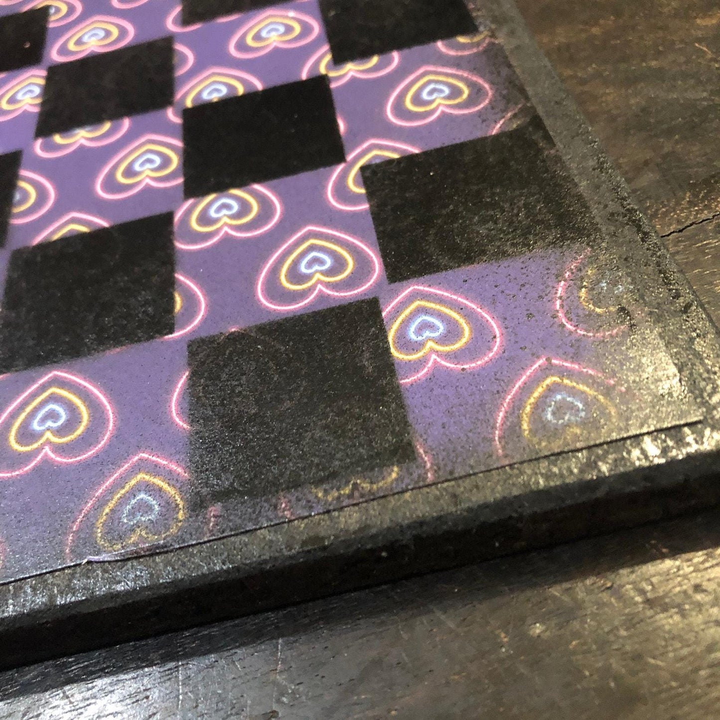 Scrapbook Chess Set - Purple Neon Hearts