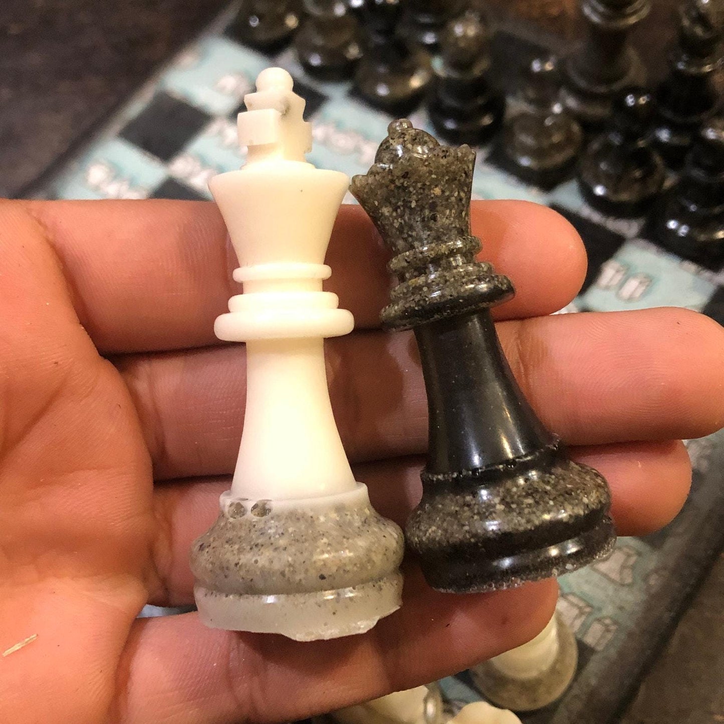 Scrapbook Chess Set - Love You Green (Resin Pieces)