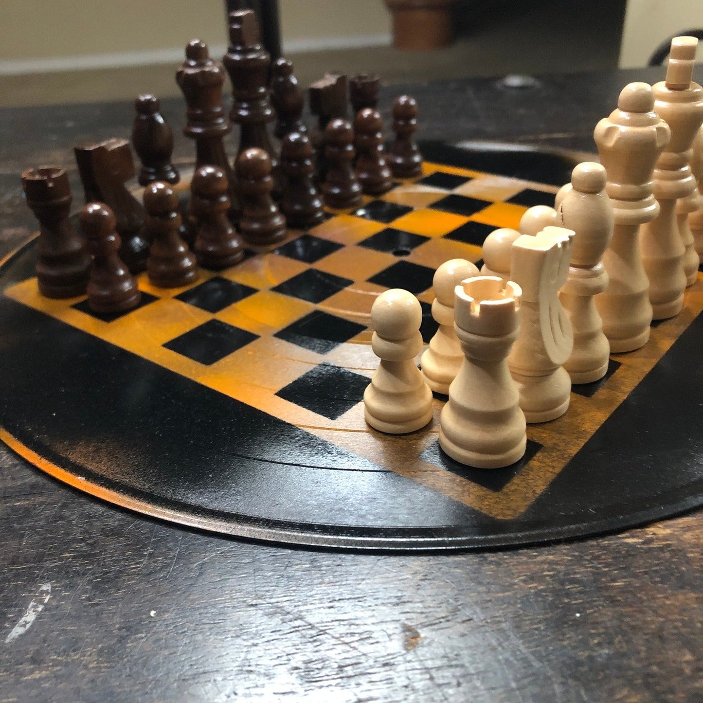 Vinyl Chess Set - Orange & Black