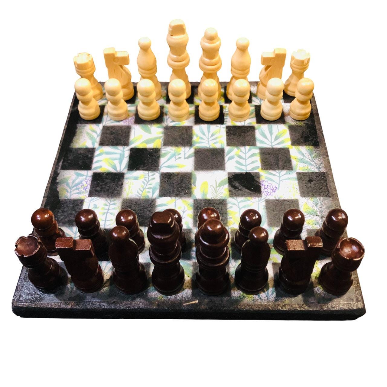 Scrapbook Chess Set - Green Plants