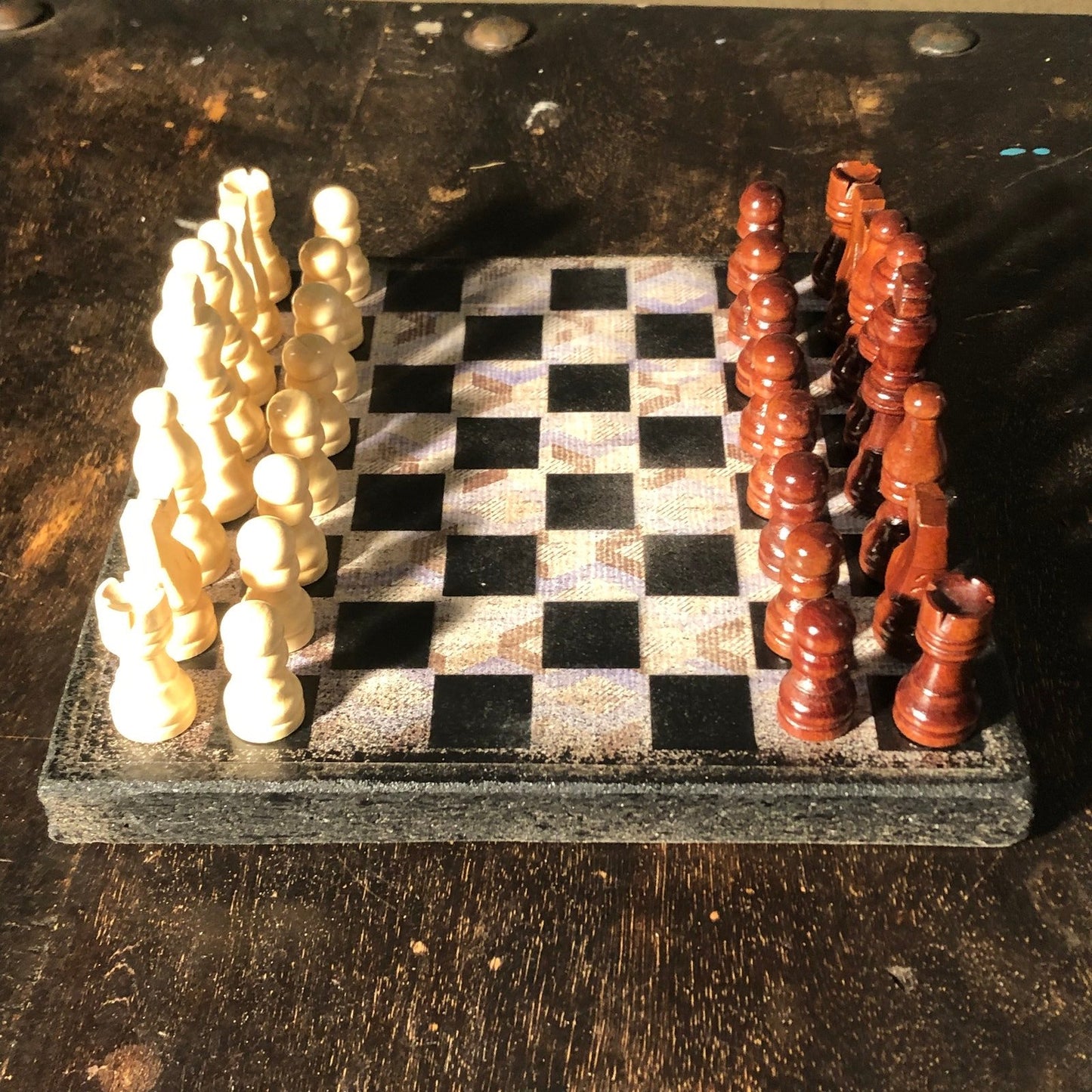 Scrapbook Chess Set - Brown Rustic Look