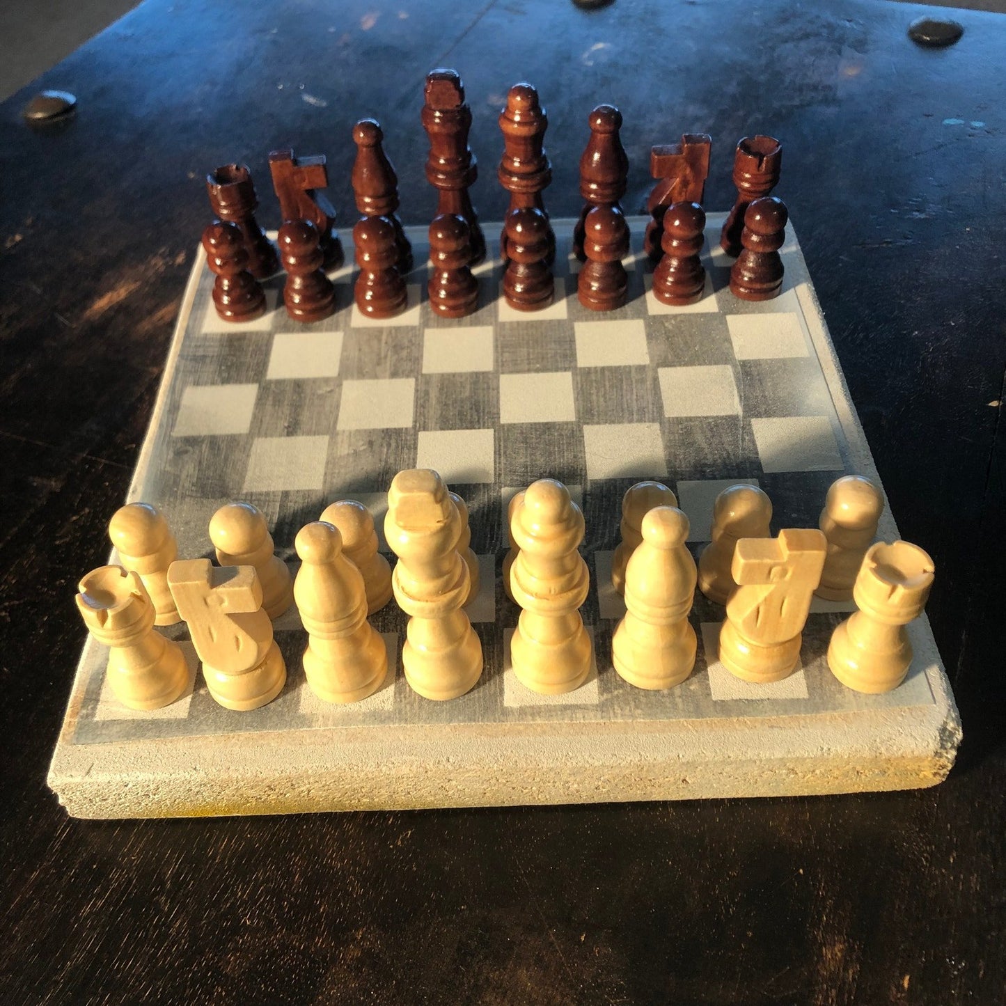 Scrapbook Chess Set - White Wood