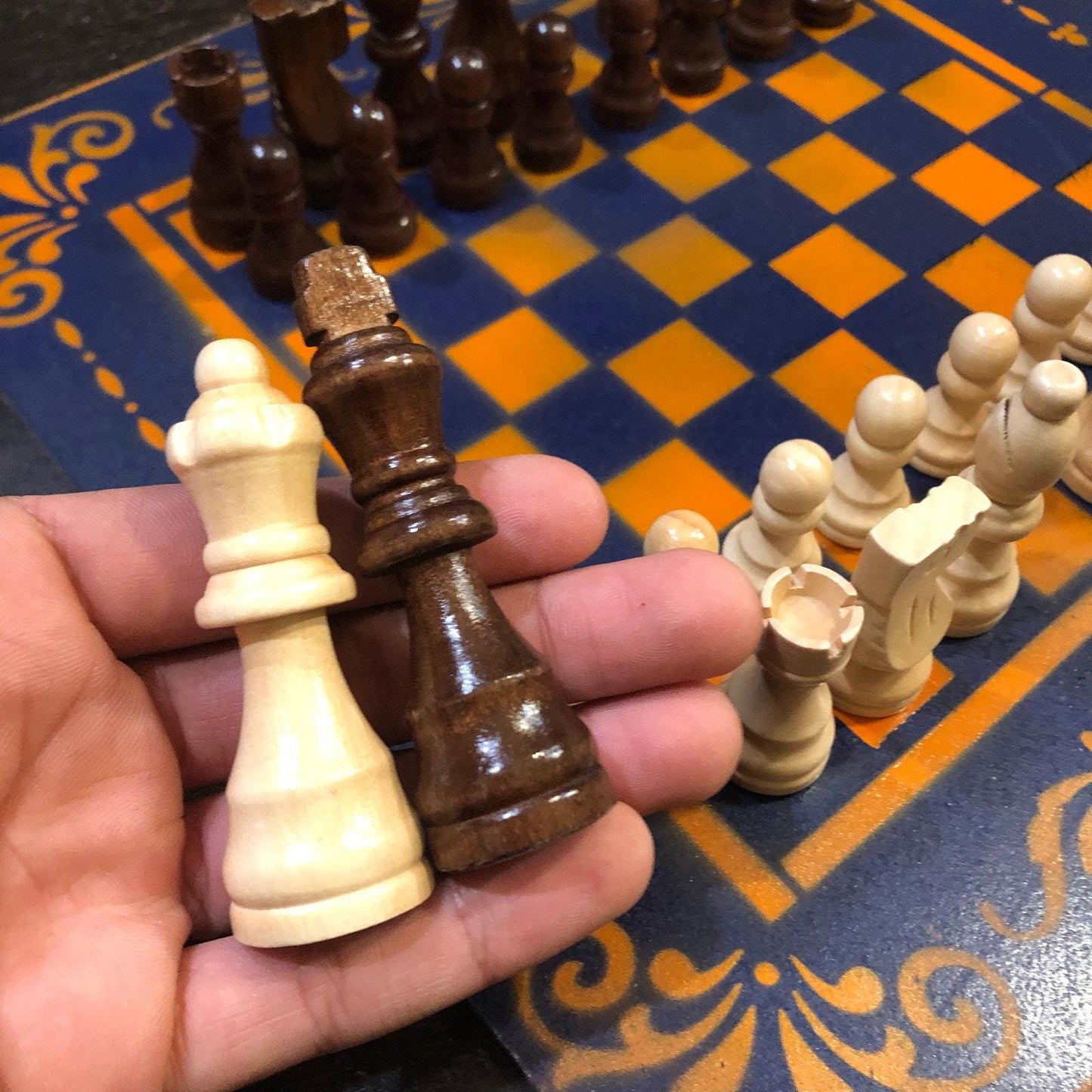 Chess Set - Orange & Blue