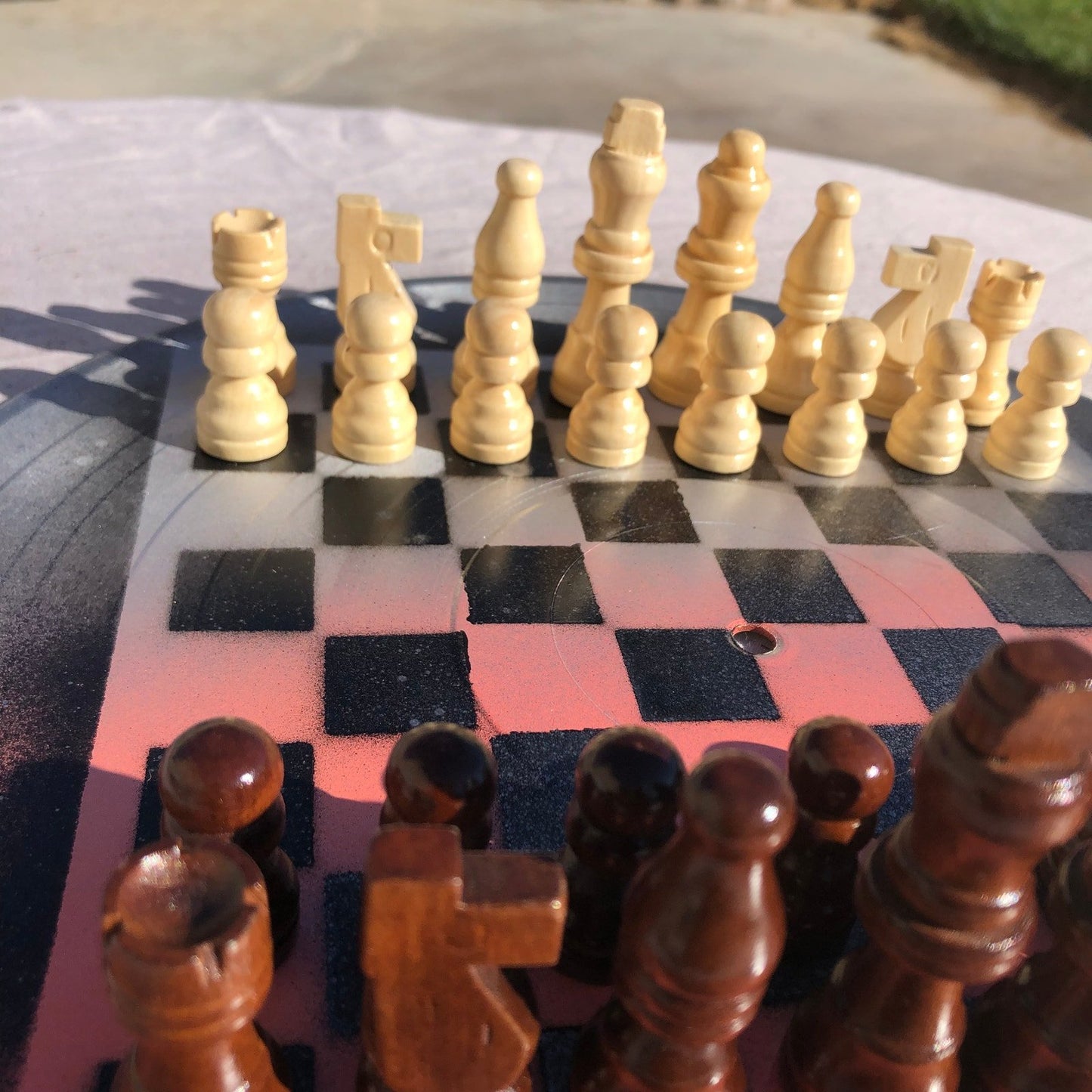 Vinyl Chess Set - Peach Chrome