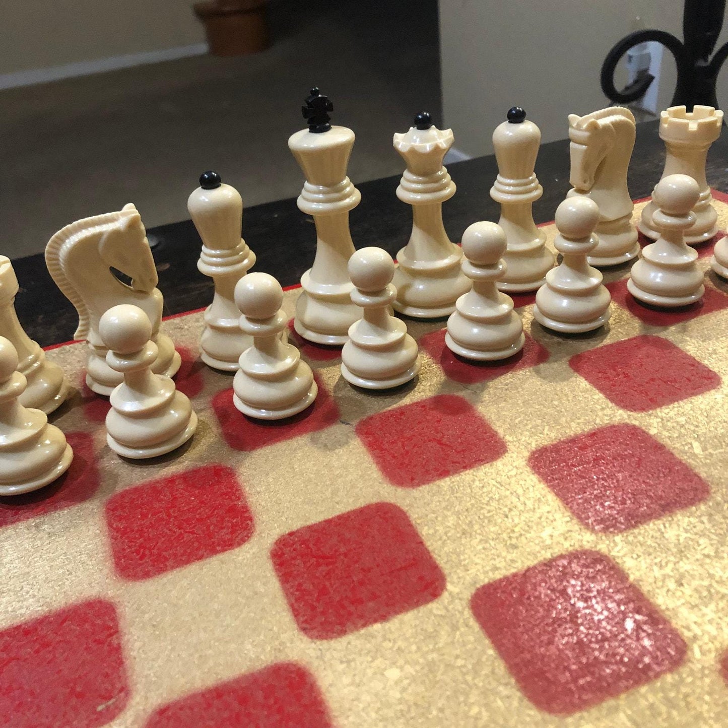 Large Chess Set - Golden Roman Red