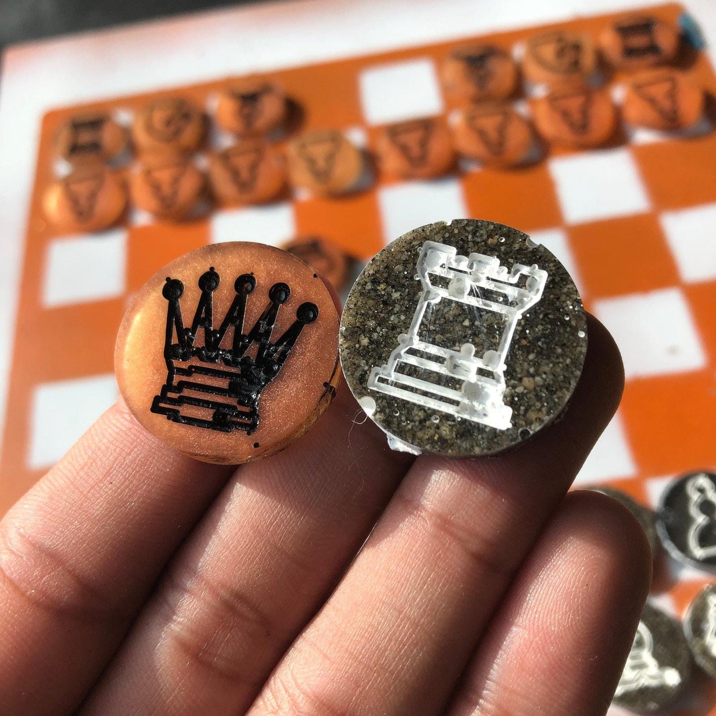 Chess Set - Orange & White