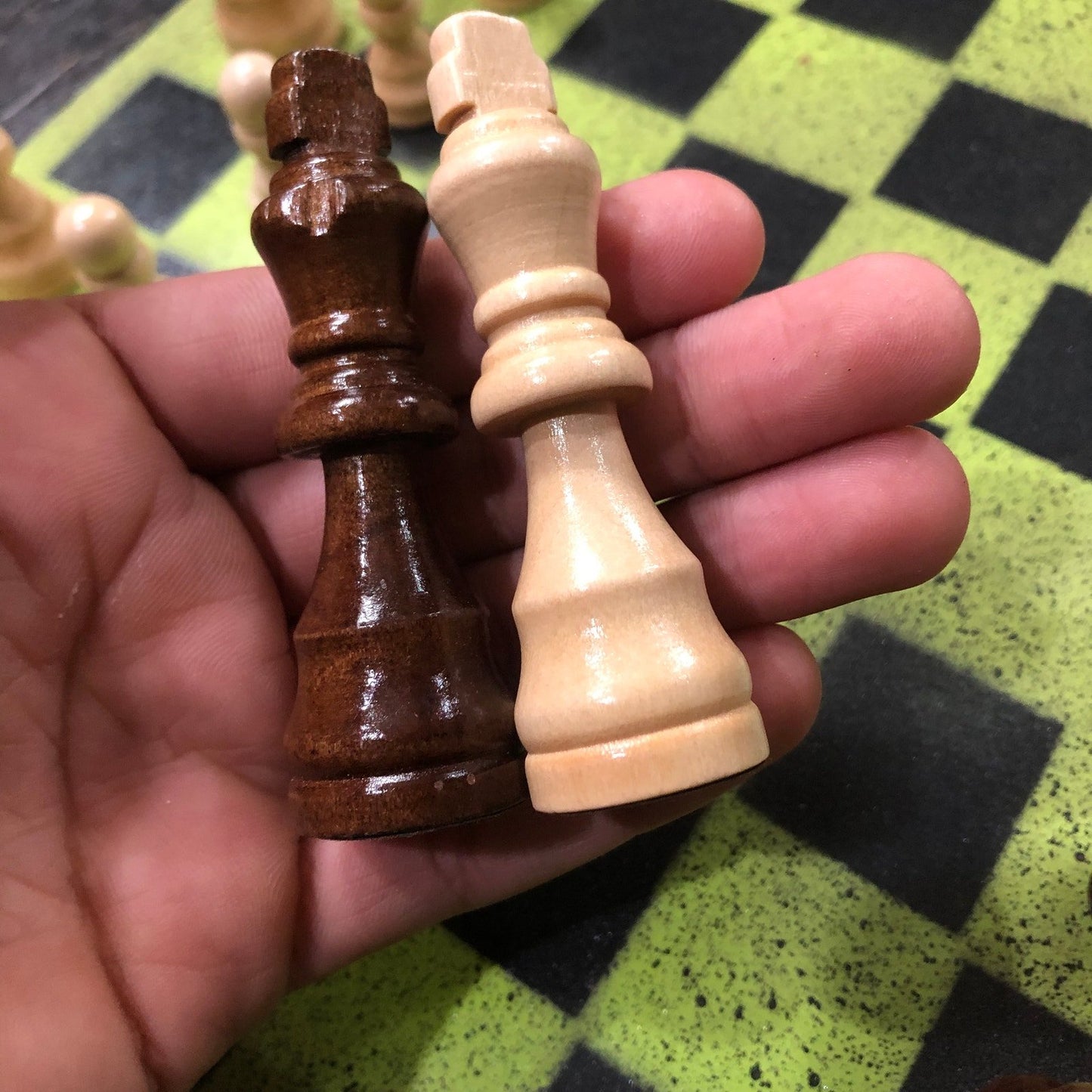 Painted Chess Set - Lime Green