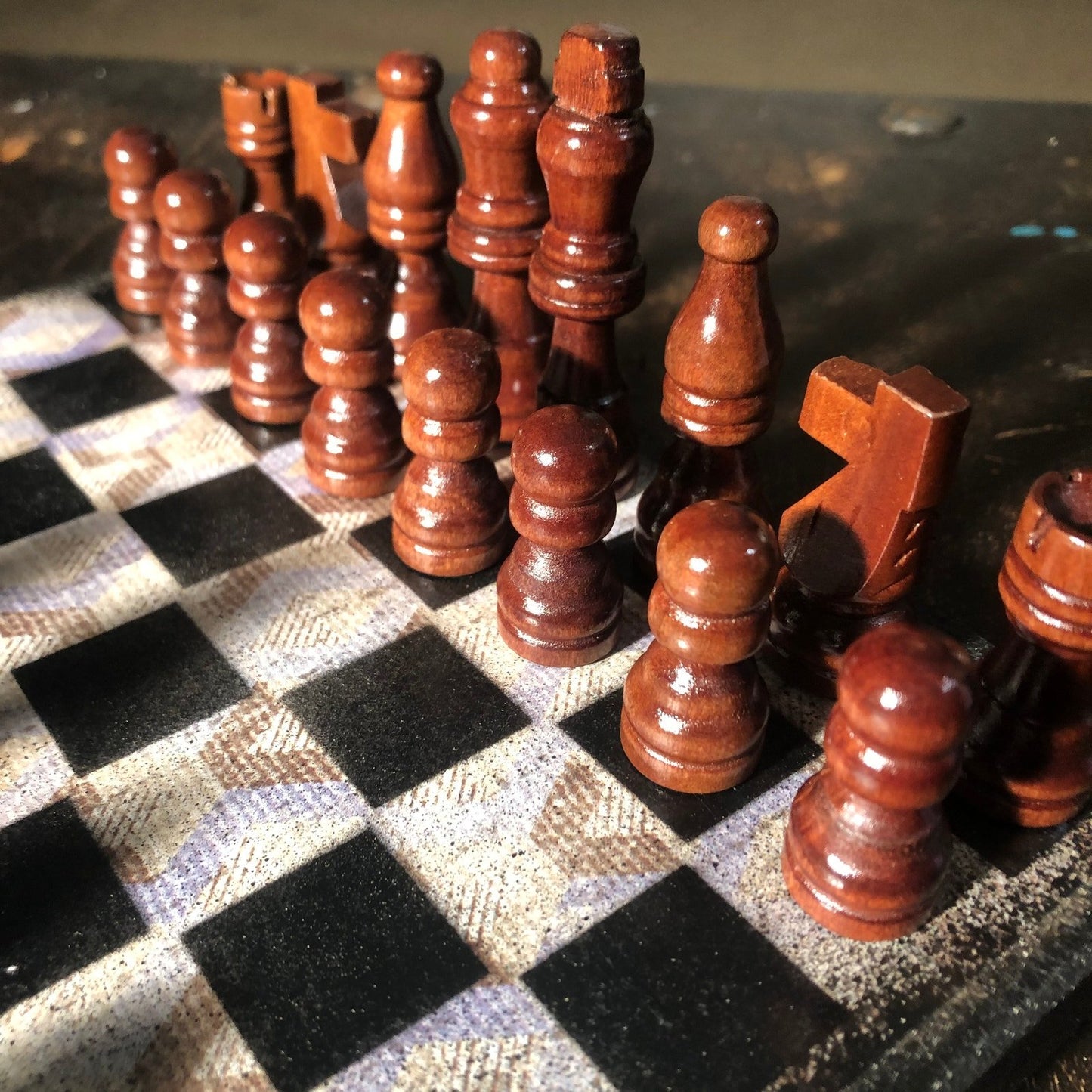 Scrapbook Chess Set - Brown Rustic Look