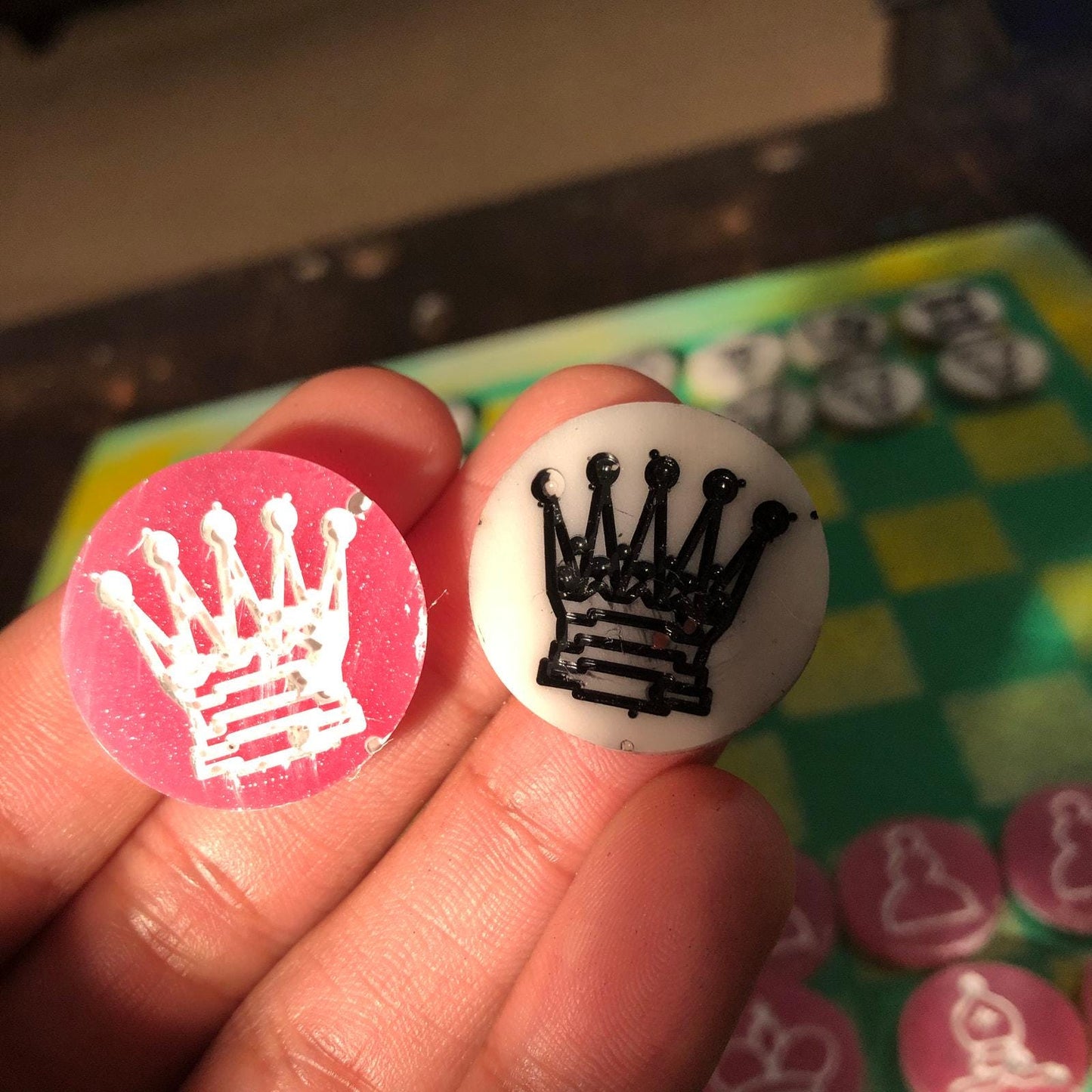 Chess Set - Yellow Green & Pink Mix